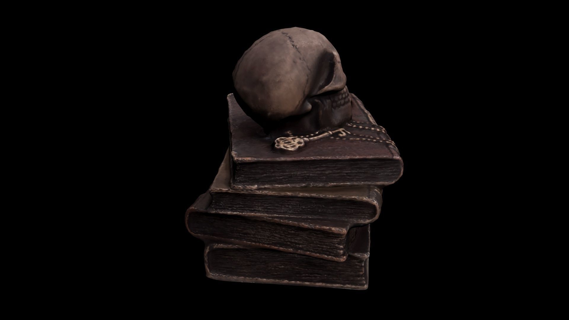 Skull with books Low-poly 3D model_15