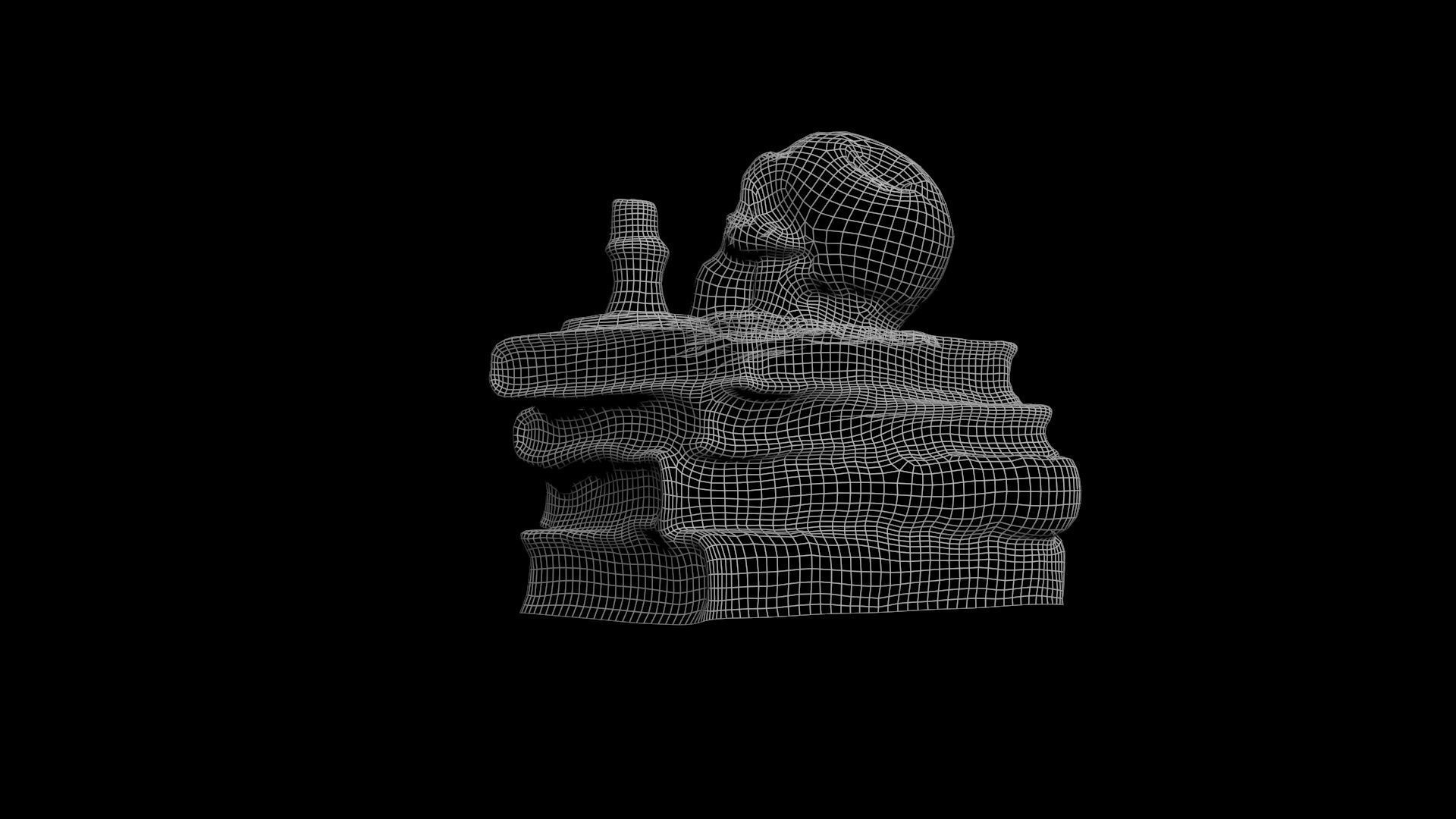 Skull with books Low-poly 3D model_20