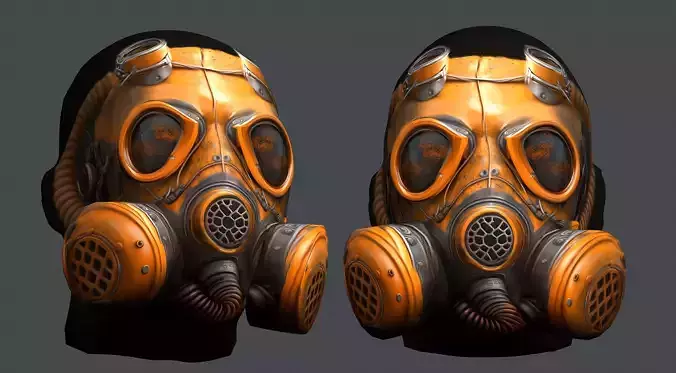 Gas mask helmet 3d model military combat fantasy cyborg Low-poly 3D model