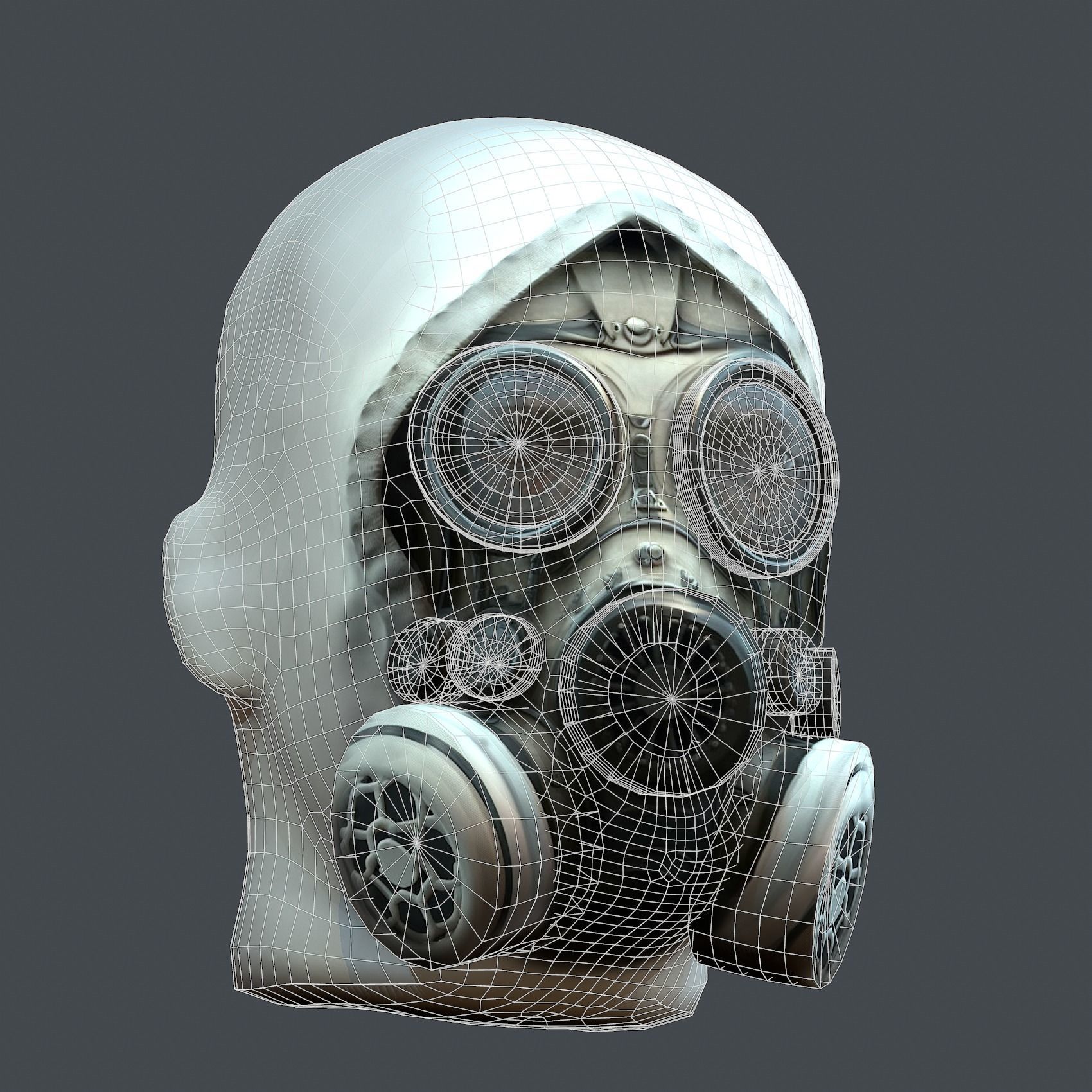 Gas mask helmet 3d model military combat fantasy cyborg Low-poly 3D model_2