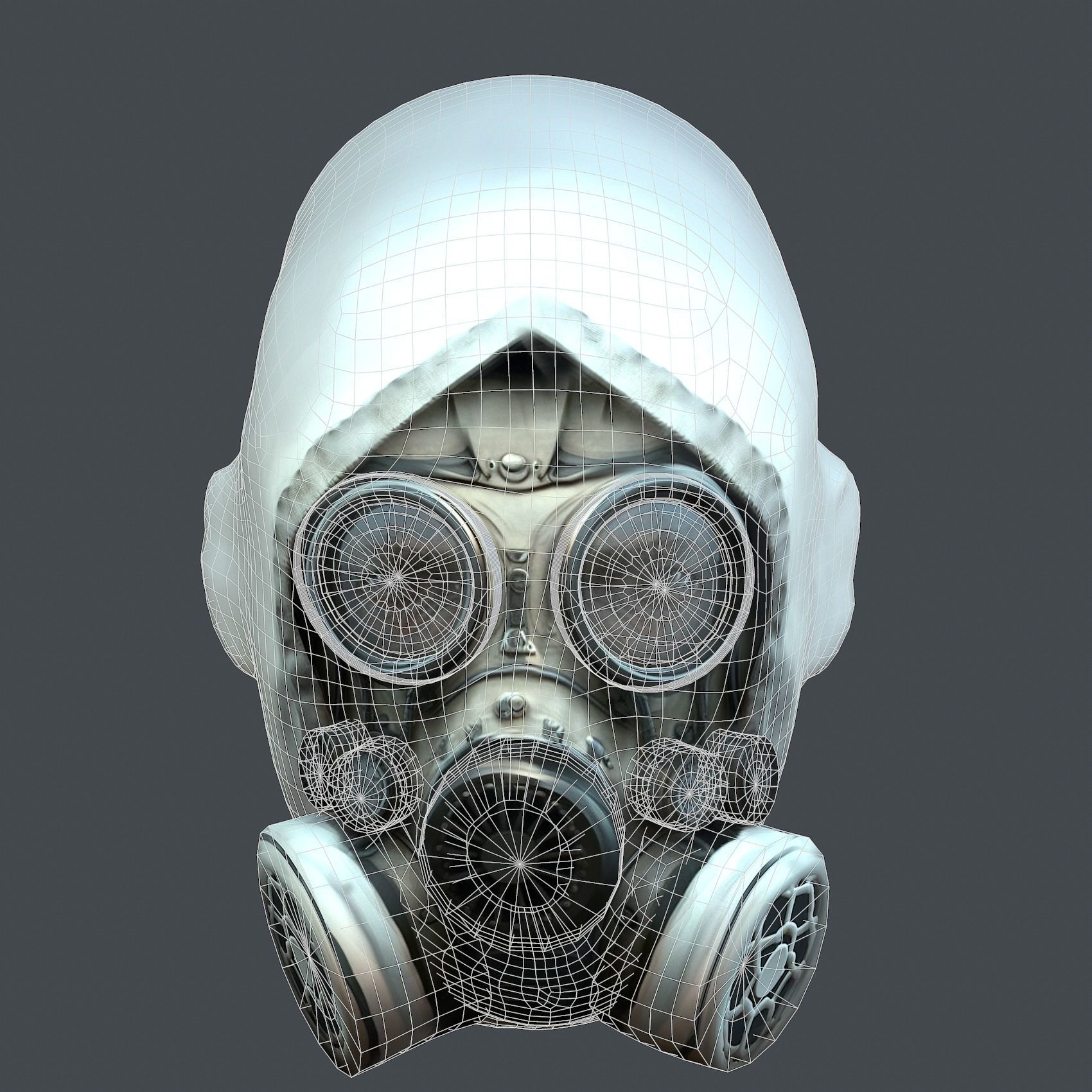 Gas mask helmet 3d model military combat fantasy cyborg Low-poly 3D model_1