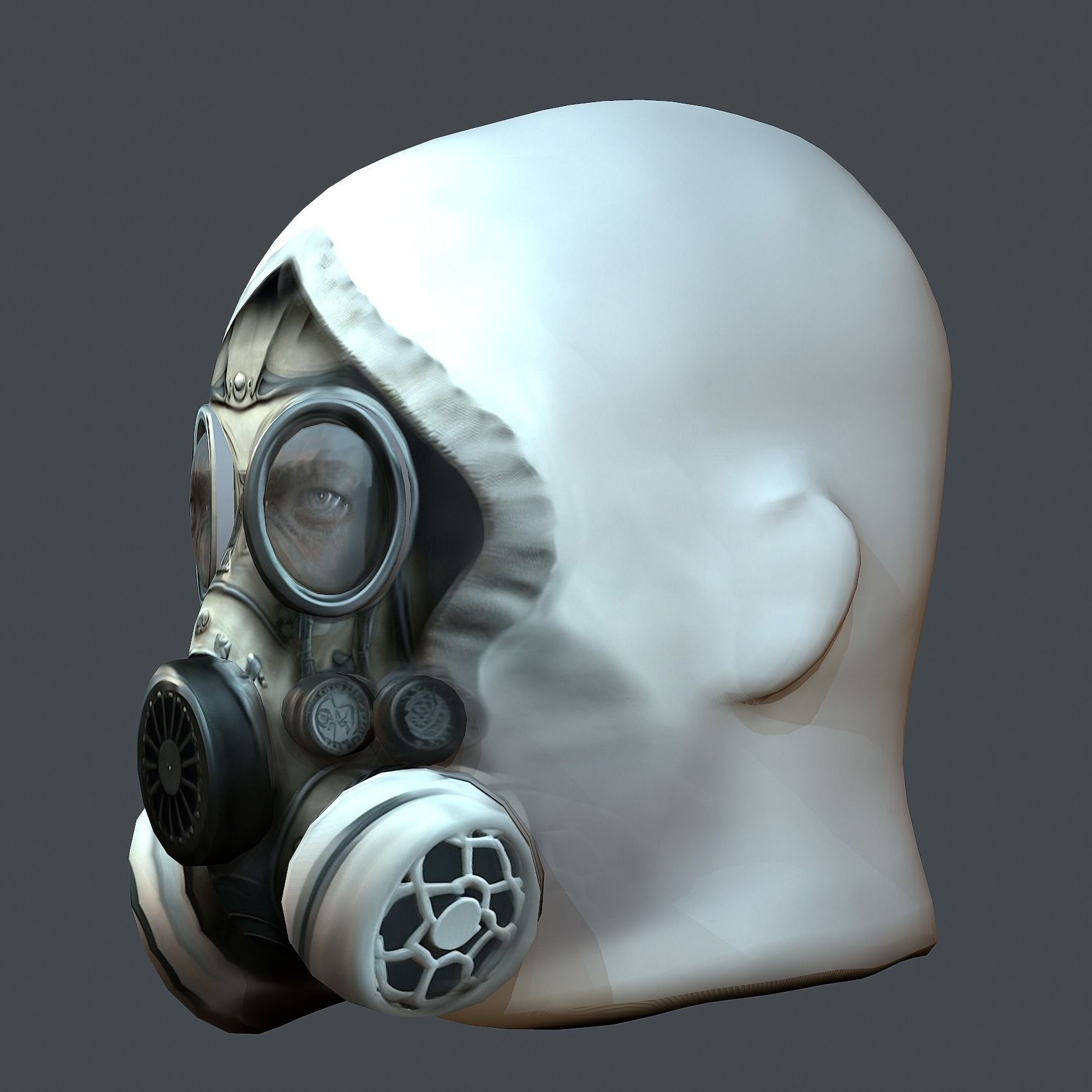 Gas mask helmet 3d model military combat fantasy cyborg Low-poly 3D model_9