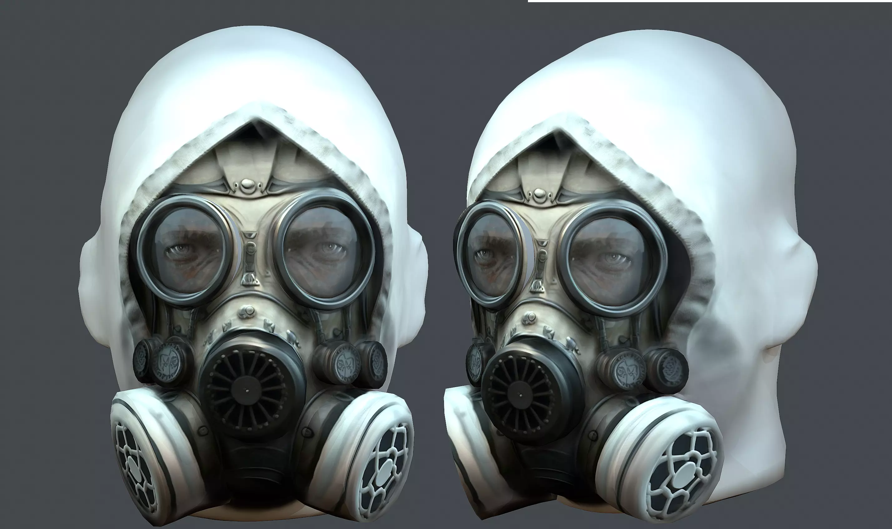 Gas mask helmet 3d model military combat fantasy cyborg Low-poly 3D model_0