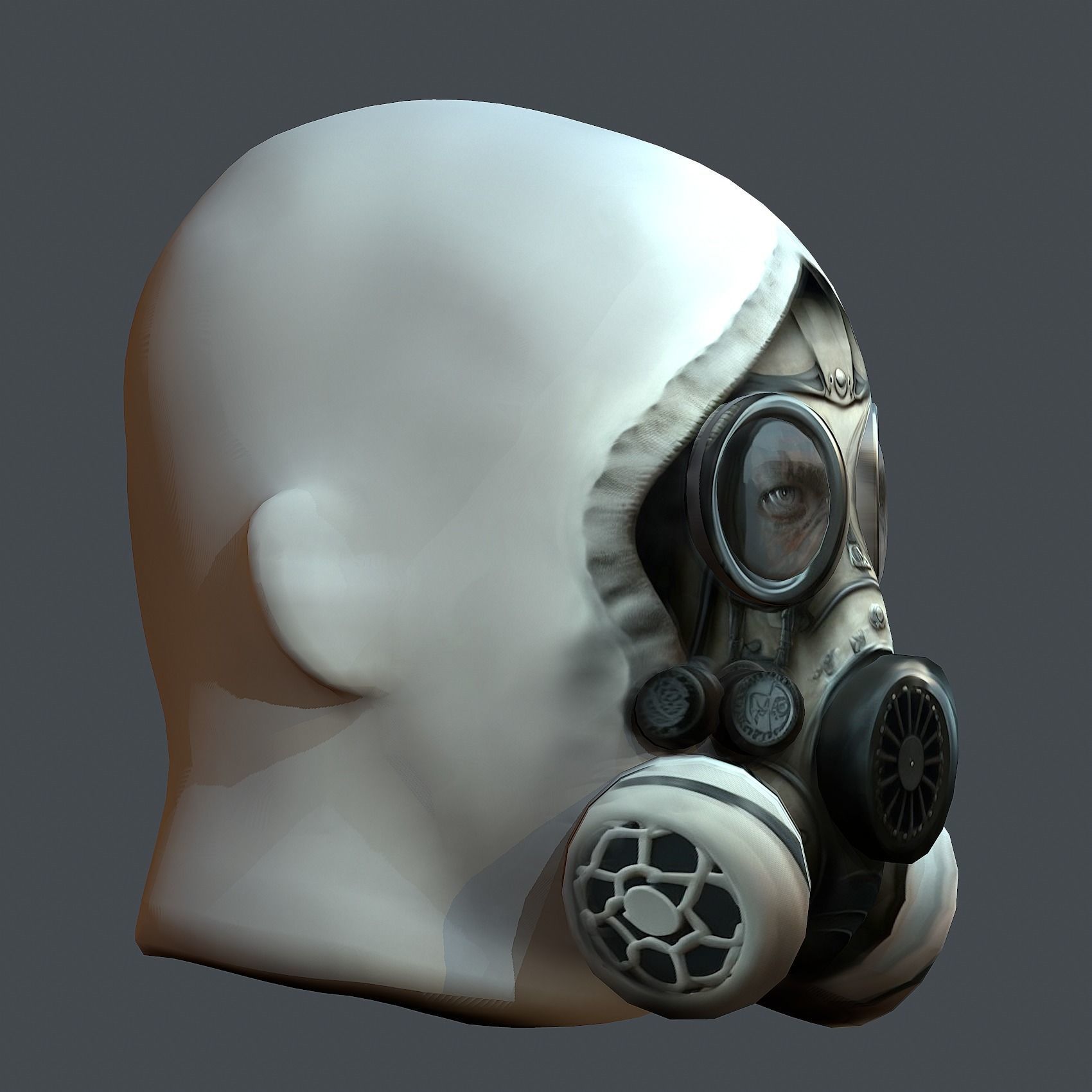 Gas mask helmet 3d model military combat fantasy cyborg Low-poly 3D model_8