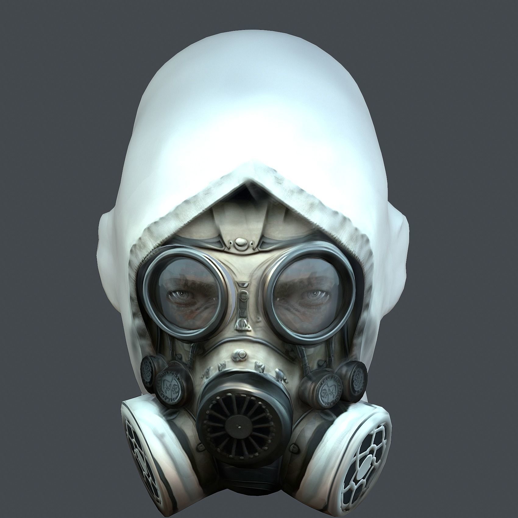 Gas mask helmet 3d model military combat fantasy cyborg Low-poly 3D model_6