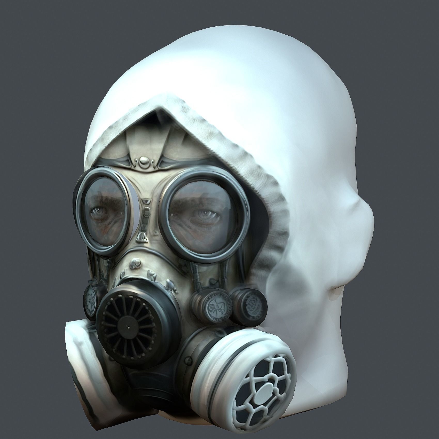 Gas mask helmet 3d model military combat fantasy cyborg Low-poly 3D model_4