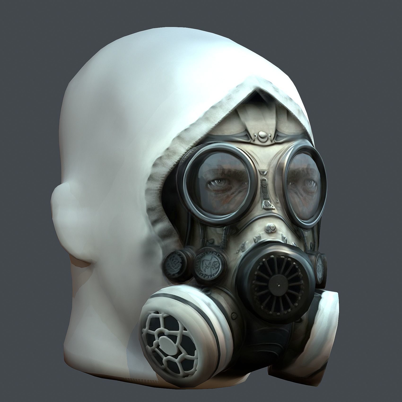 Gas mask helmet 3d model military combat fantasy cyborg Low-poly 3D model_5