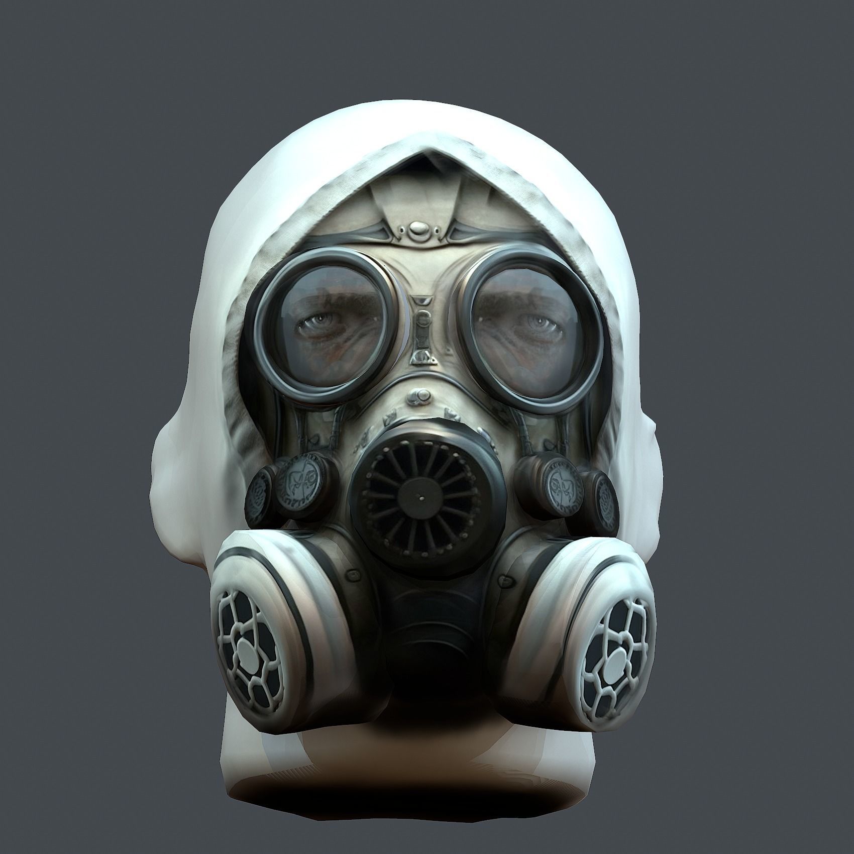 Gas mask helmet 3d model military combat fantasy cyborg Low-poly 3D model_7