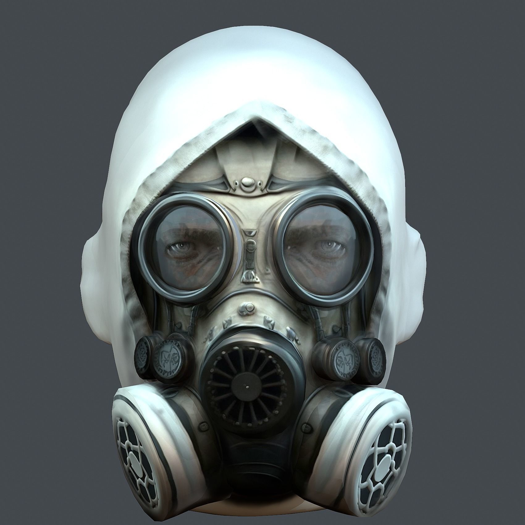 Gas mask helmet 3d model military combat fantasy cyborg Low-poly 3D model_3