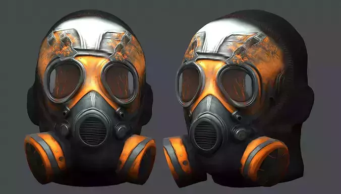 Gas mask helmet 3d model military combat fantasy cyborg Low-poly 3D model