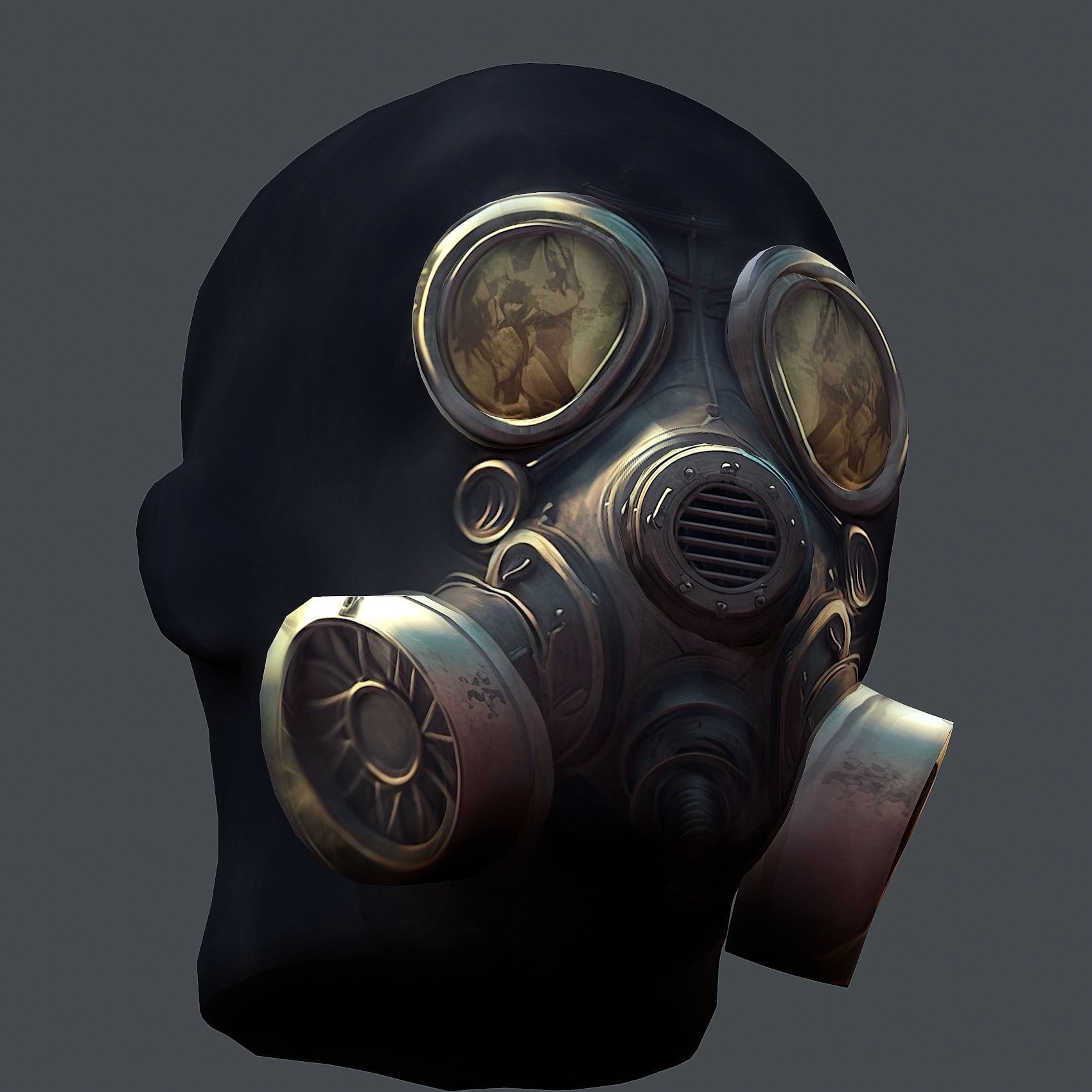 Gas mask helmet 3d model military combat fantasy cyborg Low-poly 3D model_6