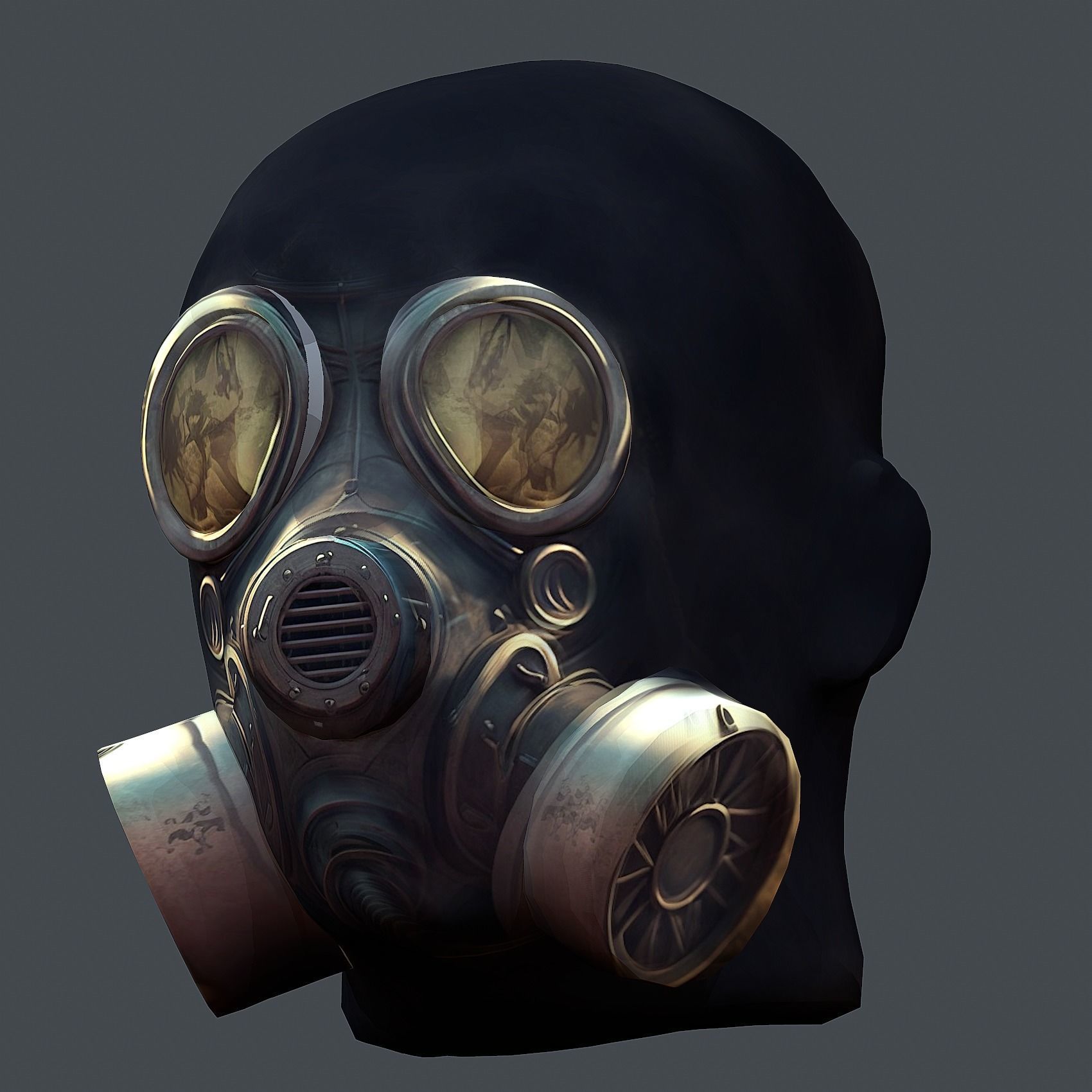 Gas mask helmet 3d model military combat fantasy cyborg Low-poly 3D model_3