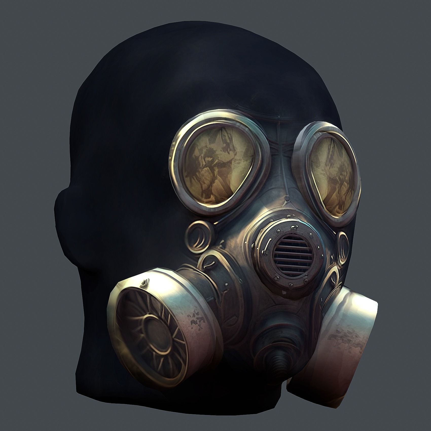 Gas mask helmet 3d model military combat fantasy cyborg Low-poly 3D model_2