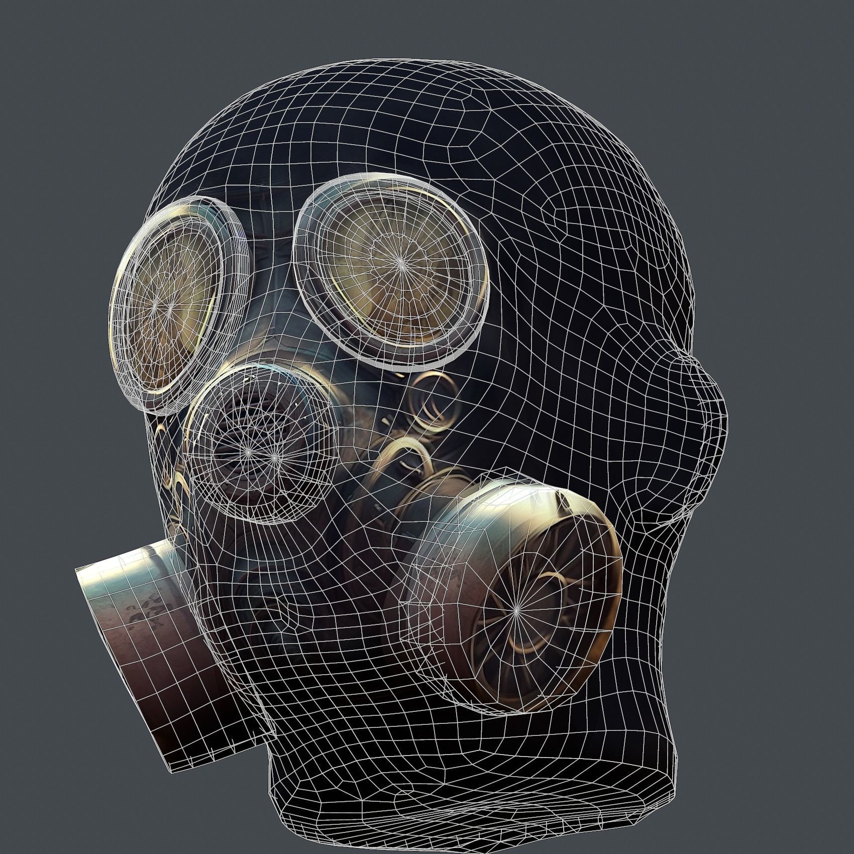 Gas mask helmet 3d model military combat fantasy cyborg Low-poly 3D model_9