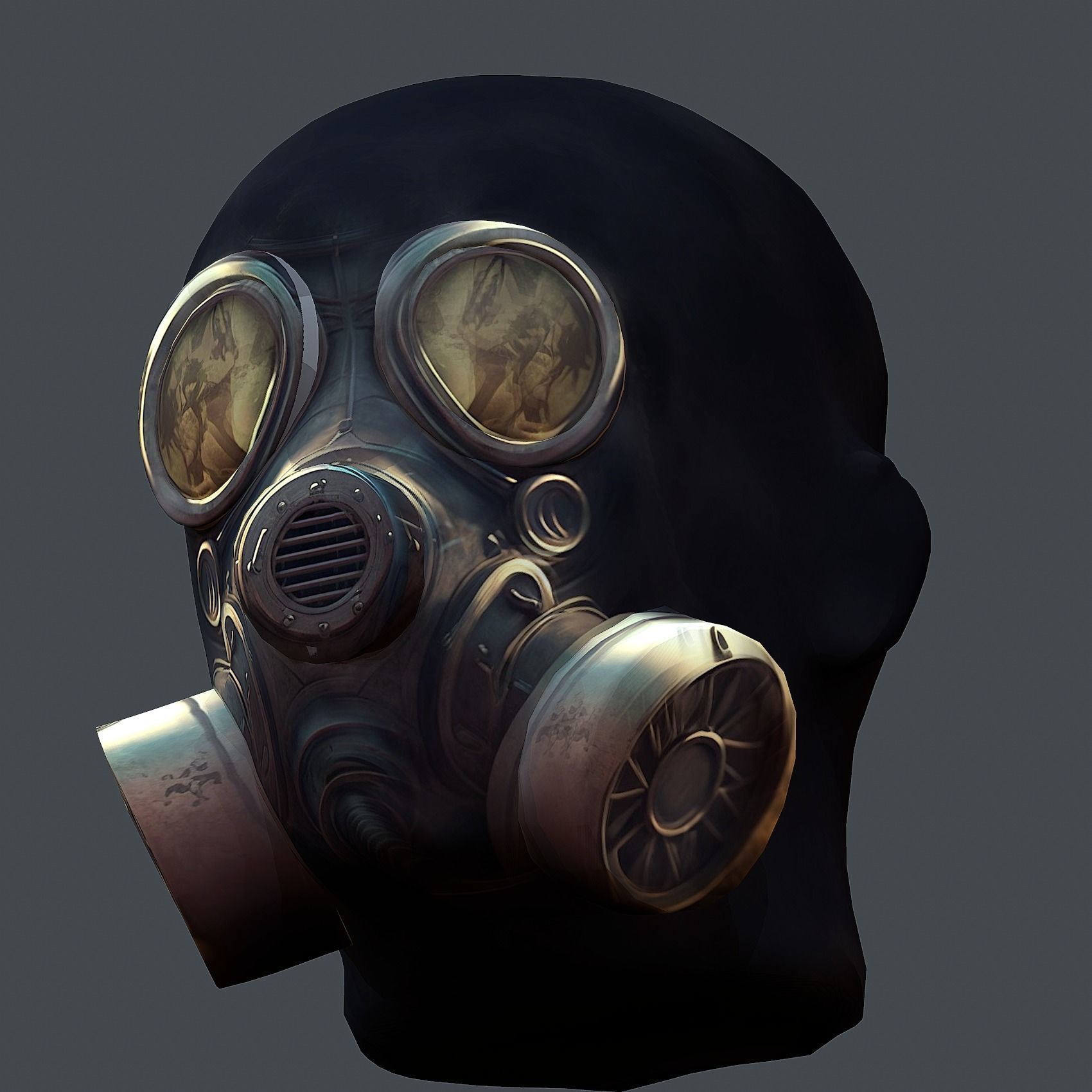 Gas mask helmet 3d model military combat fantasy cyborg Low-poly 3D model_7