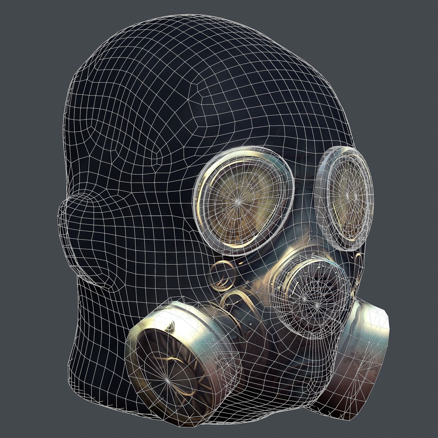 Gas mask helmet 3d model military combat fantasy cyborg Low-poly 3D model_8