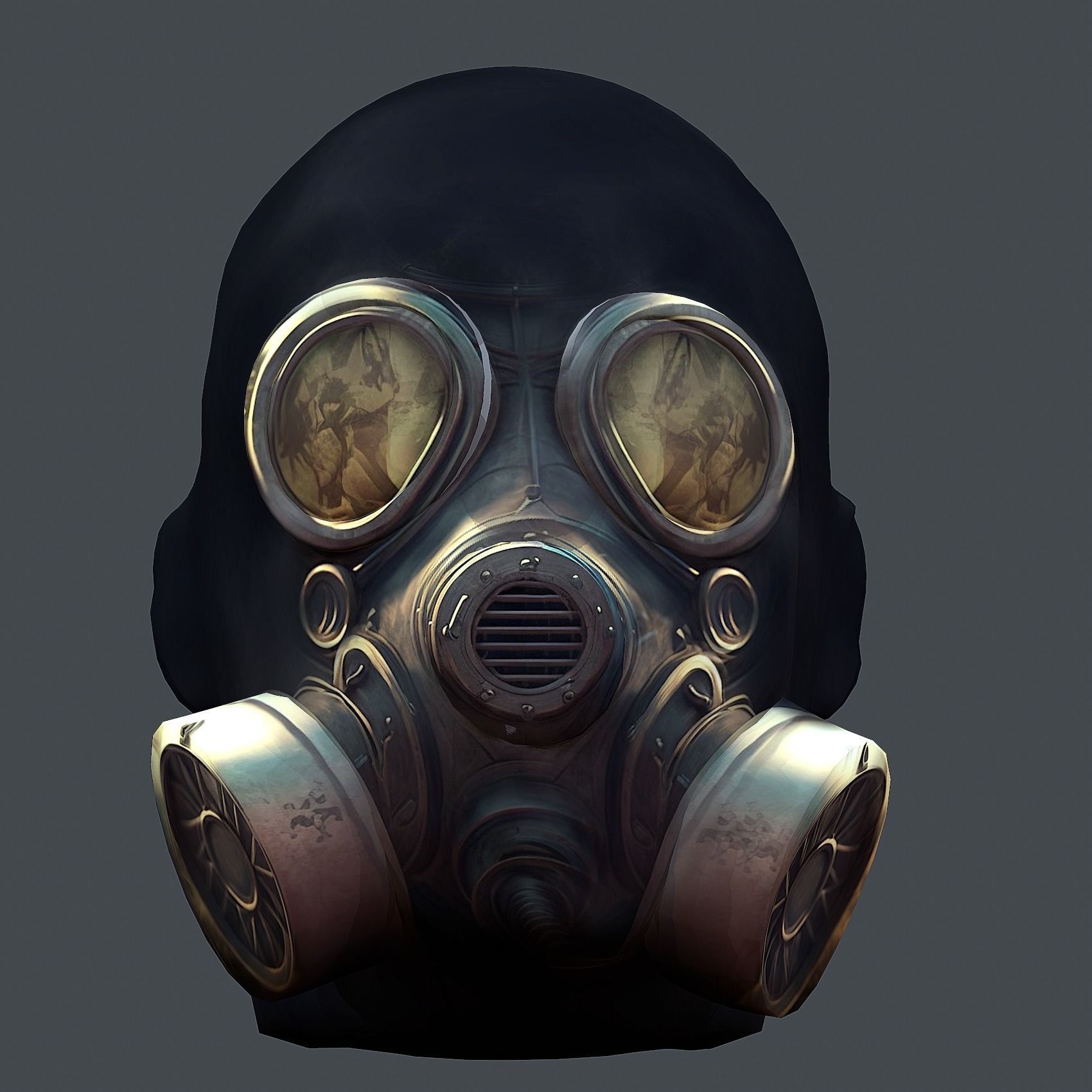 Gas mask helmet 3d model military combat fantasy cyborg Low-poly 3D model_1