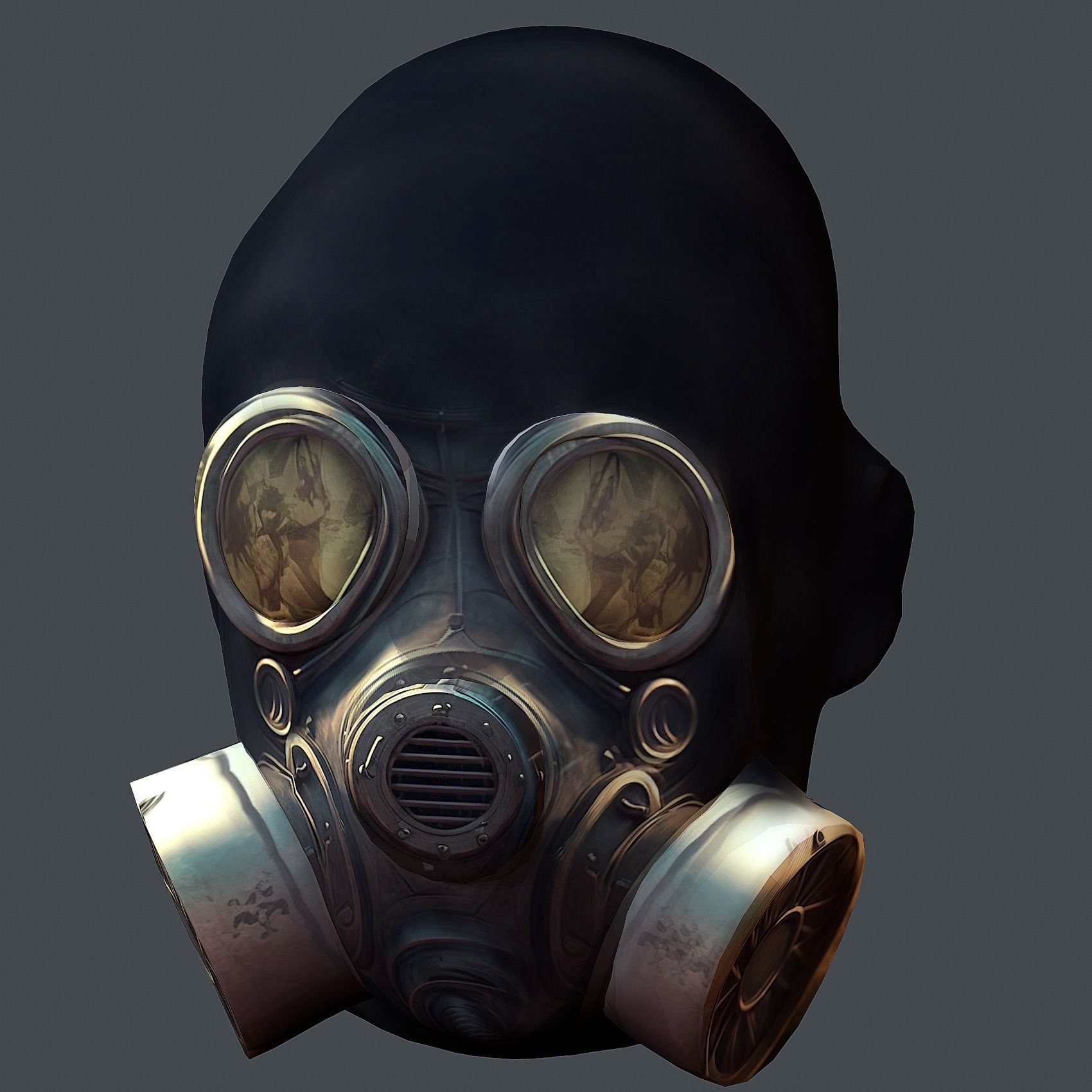 Gas mask helmet 3d model military combat fantasy cyborg Low-poly 3D model_5