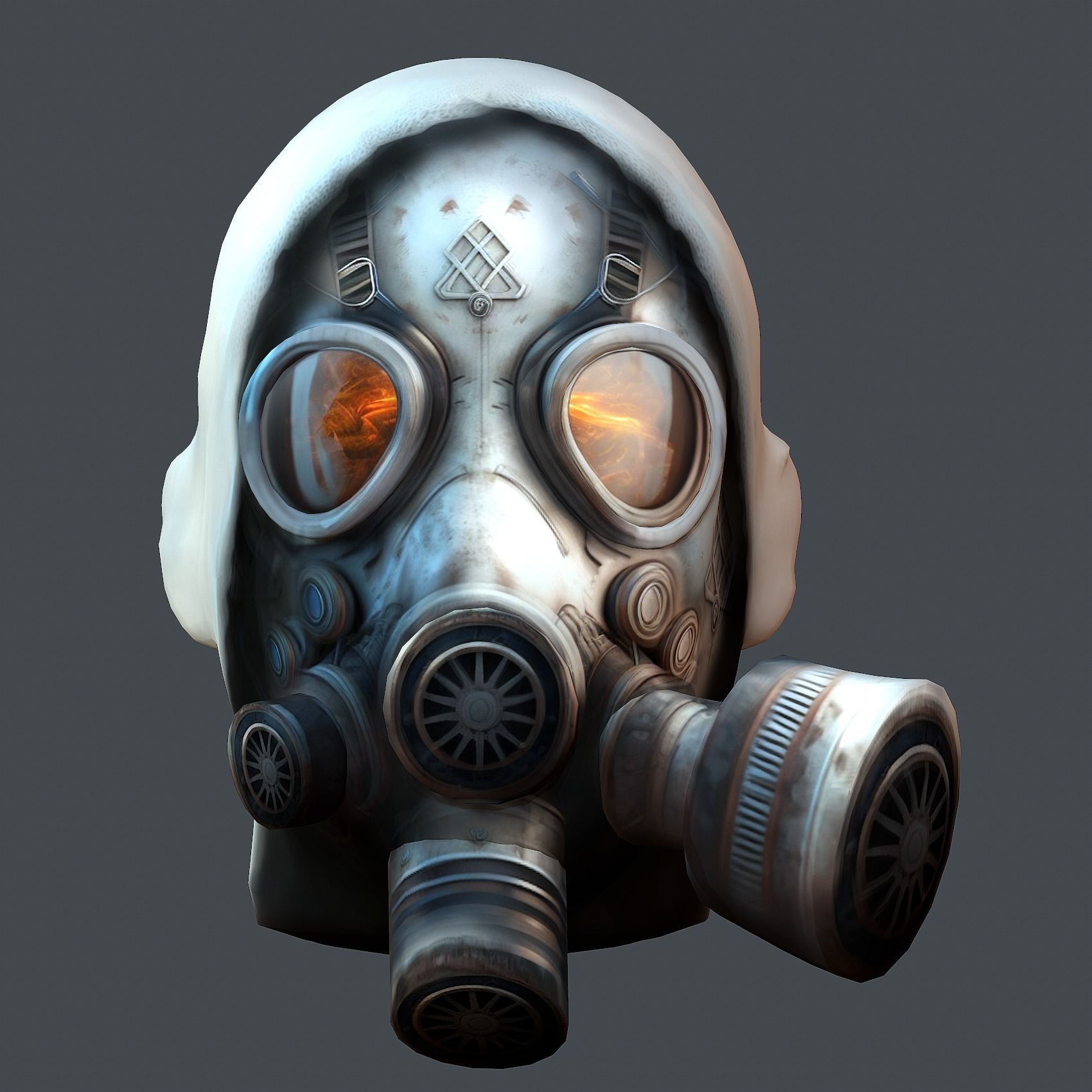 Gas mask helmet 3d model military combat fantasy cyborg Low-poly 3D model_1