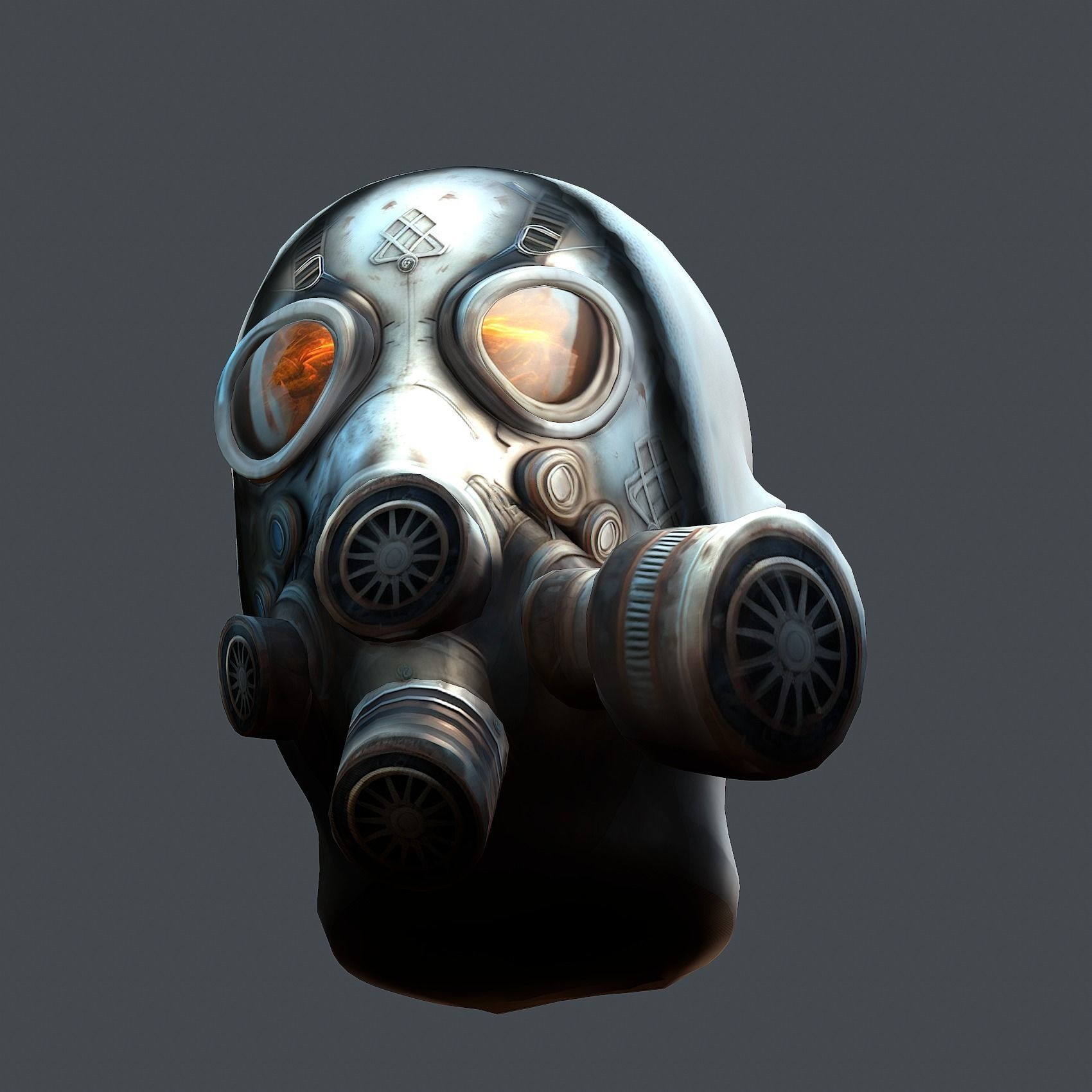 Gas mask helmet 3d model military combat fantasy cyborg Low-poly 3D model_6