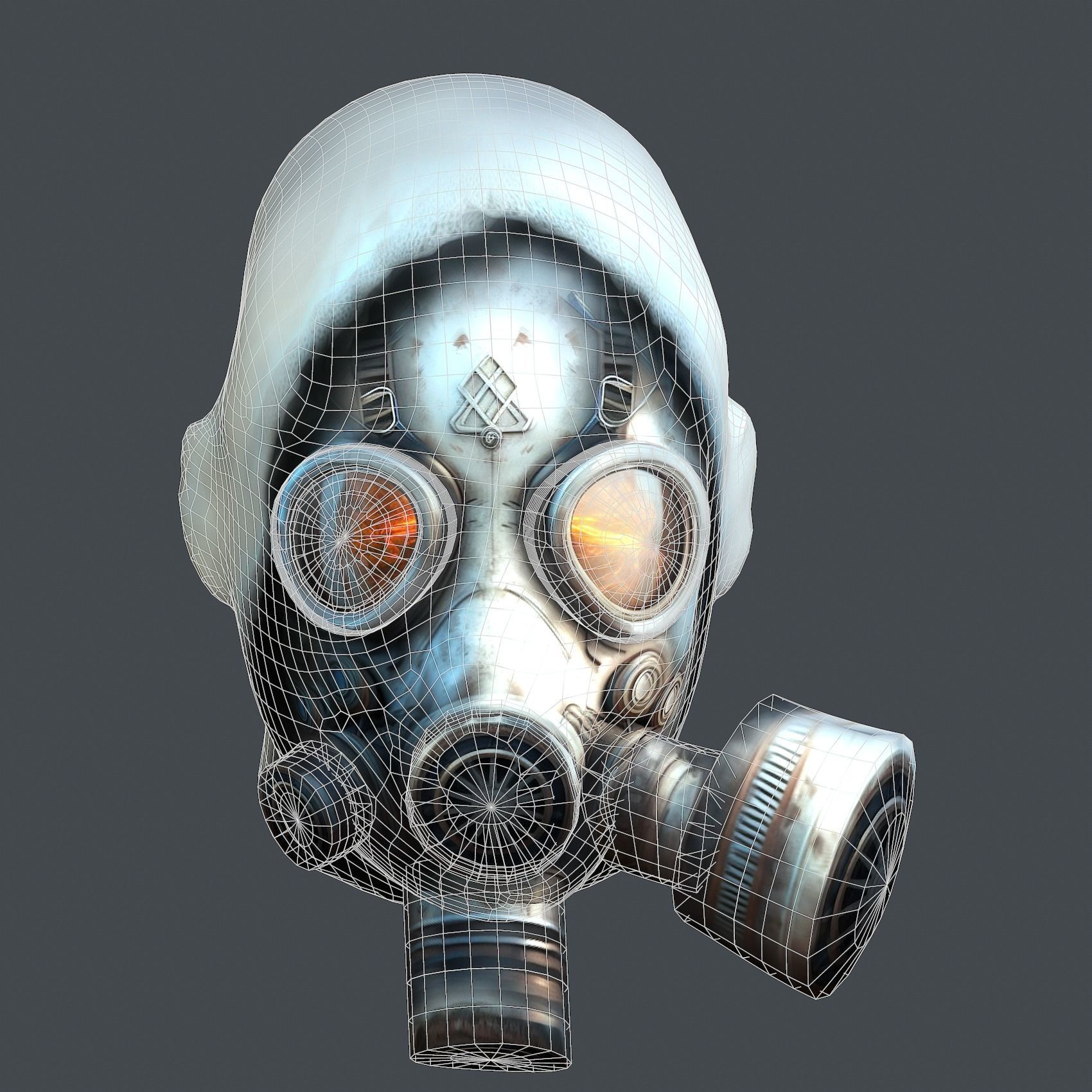 Gas mask helmet 3d model military combat fantasy cyborg Low-poly 3D model_9