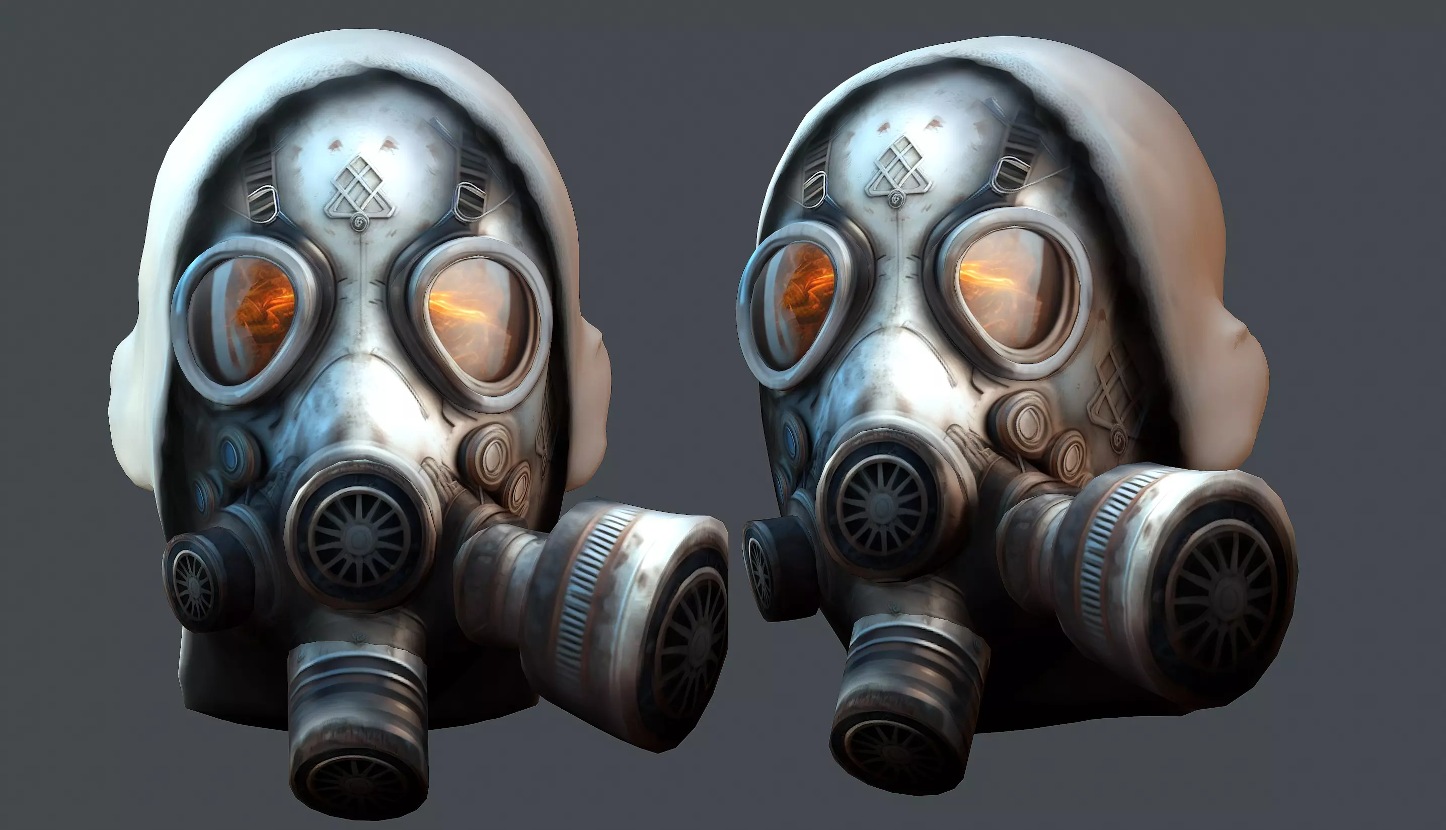 Gas mask helmet 3d model military combat fantasy cyborg Low-poly 3D model_0