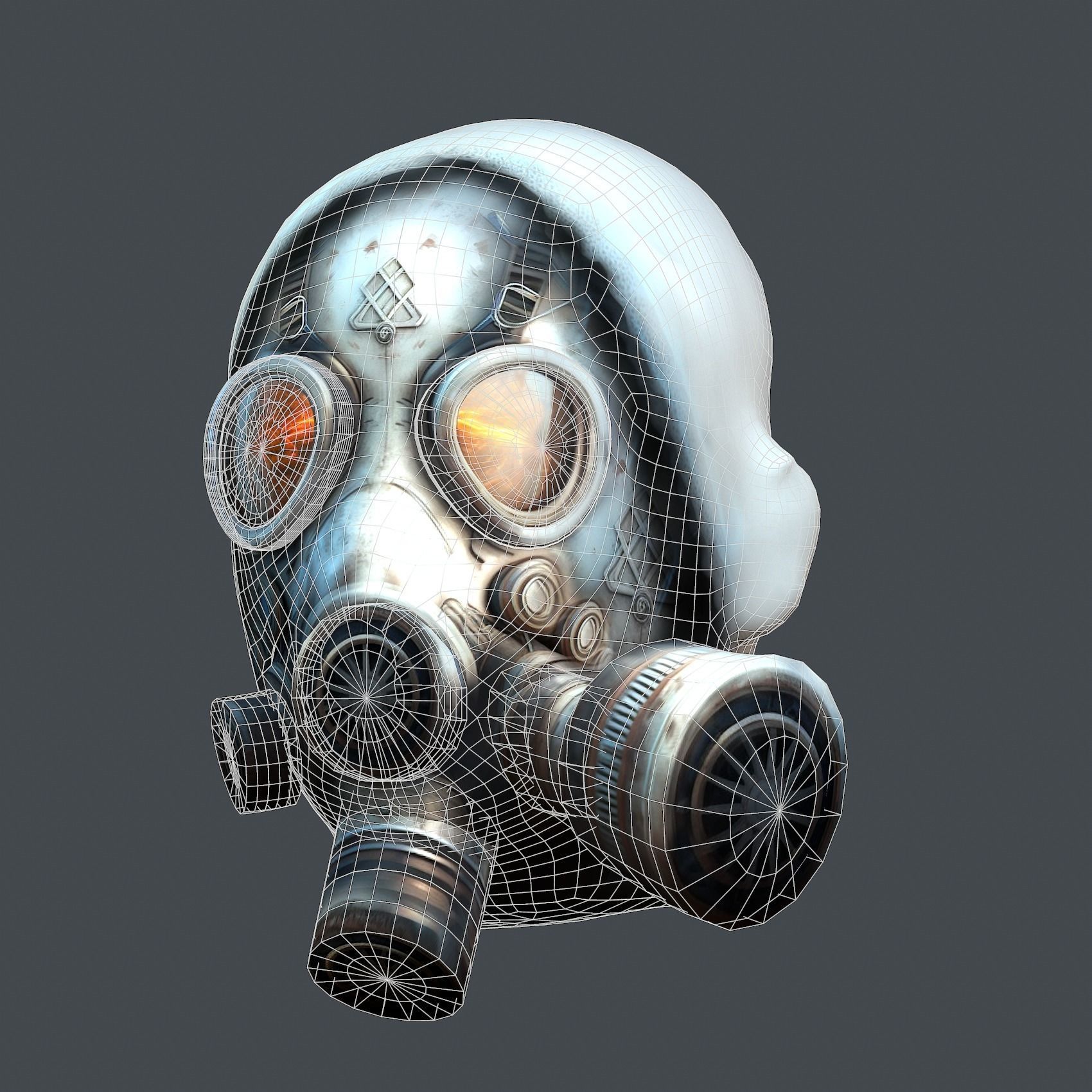 Gas mask helmet 3d model military combat fantasy cyborg Low-poly 3D model_8