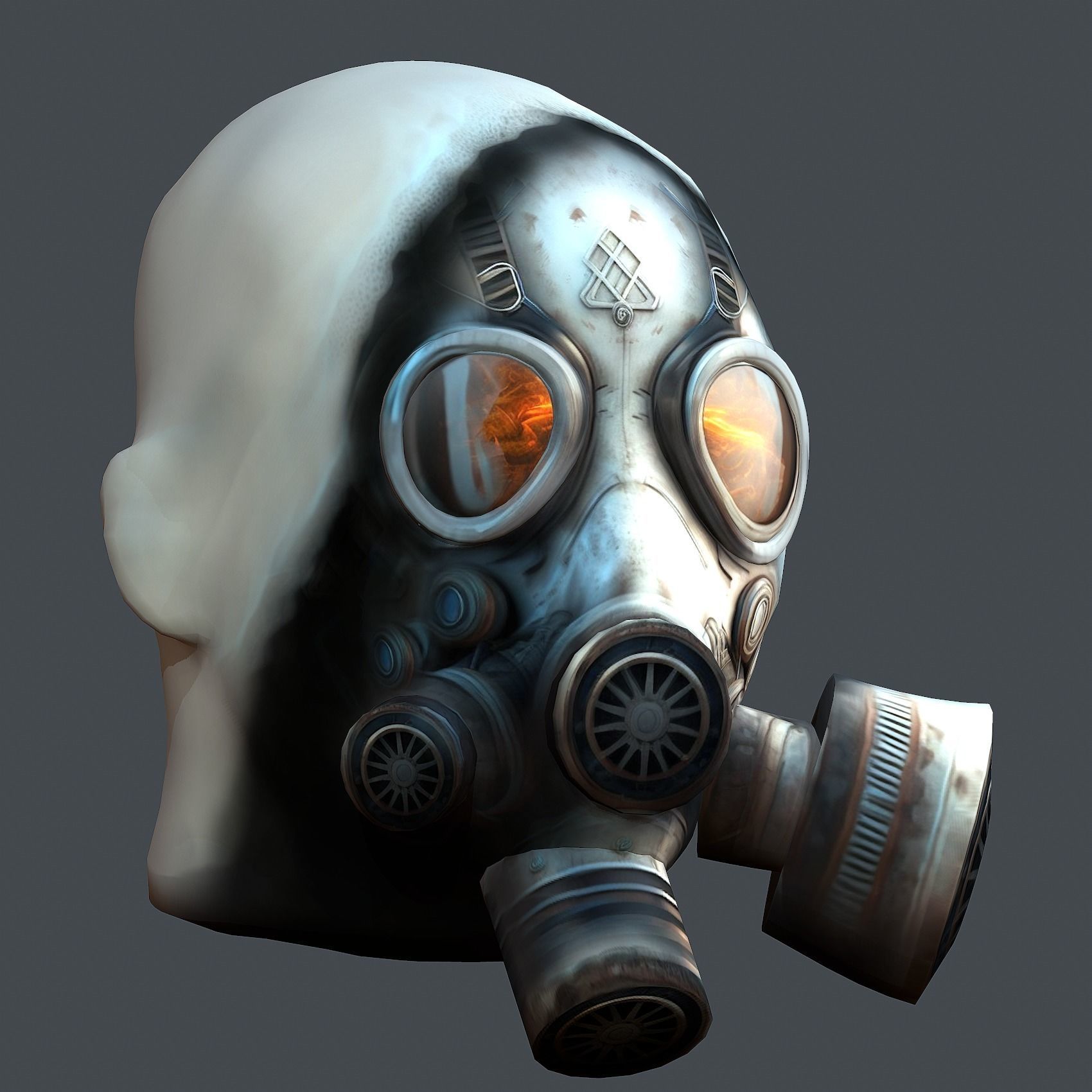 Gas mask helmet 3d model military combat fantasy cyborg Low-poly 3D model_3