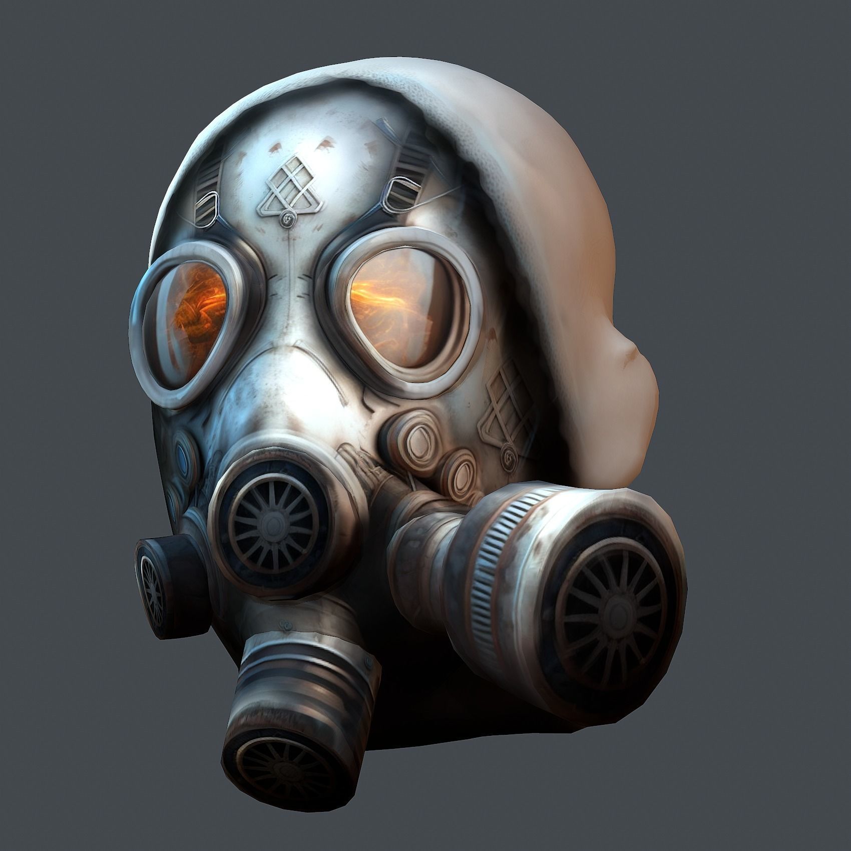Gas mask helmet 3d model military combat fantasy cyborg Low-poly 3D model_2
