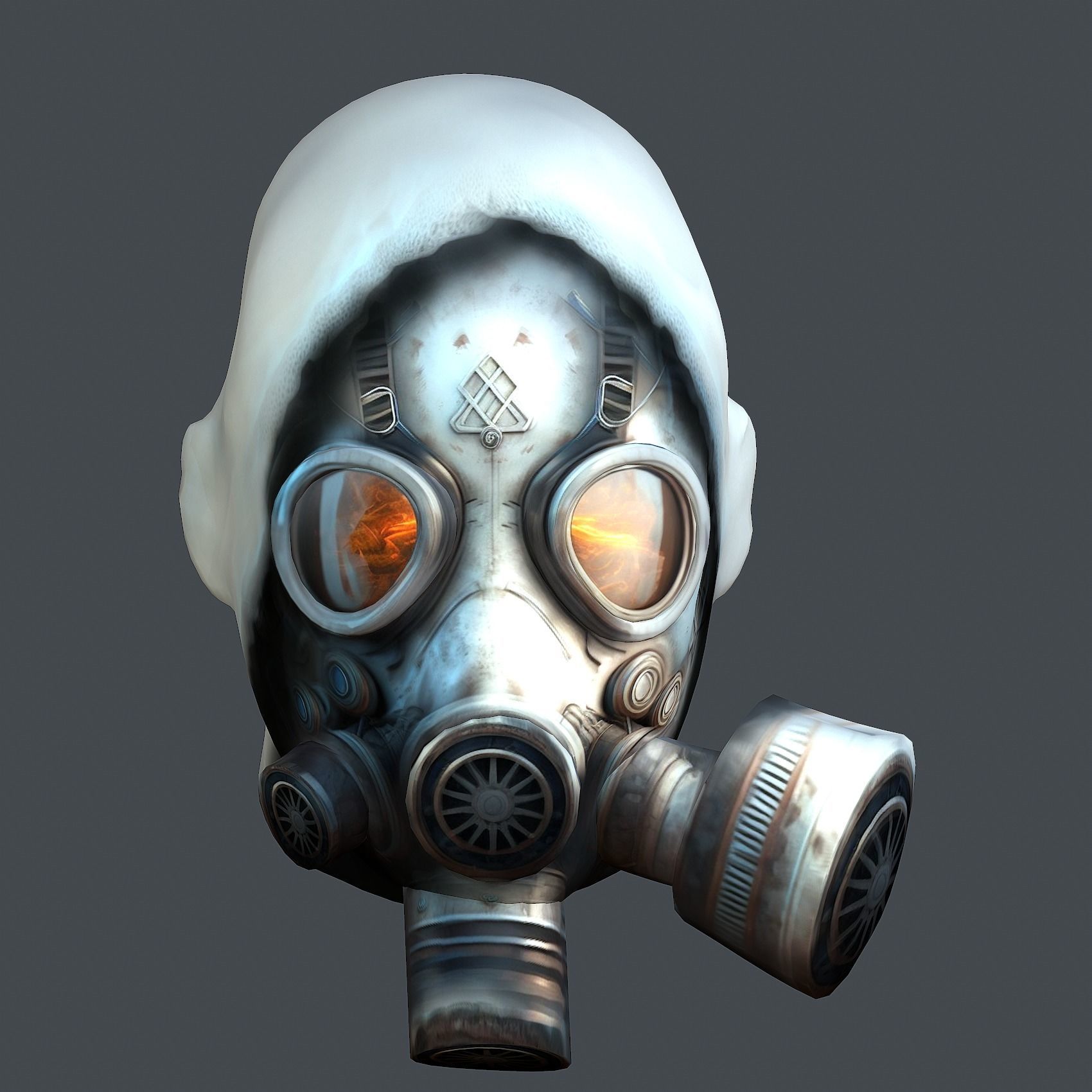 Gas mask helmet 3d model military combat fantasy cyborg Low-poly 3D model_7