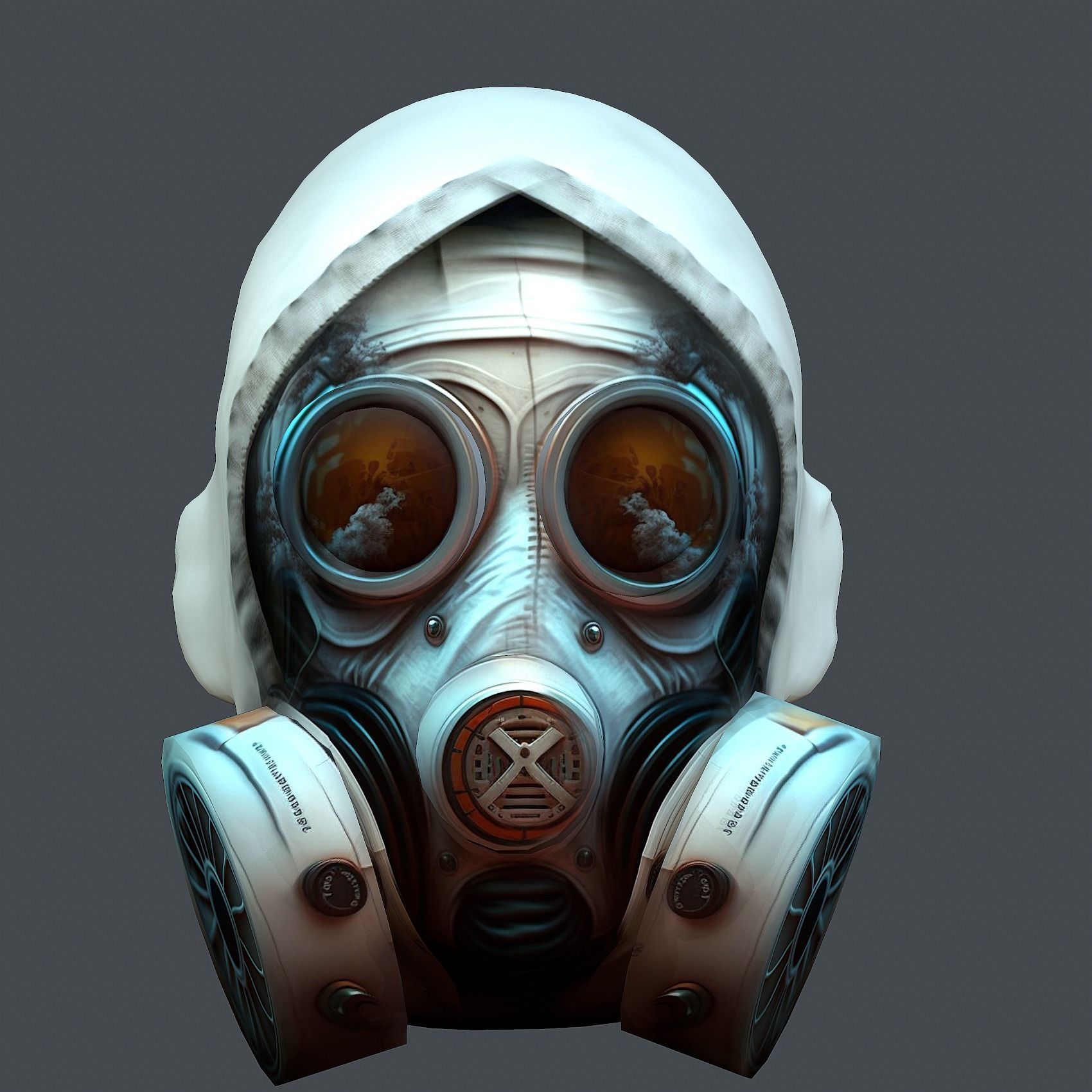 Gas mask helmet 3d model military combat fantasy cyborg Low-poly 3D model_2