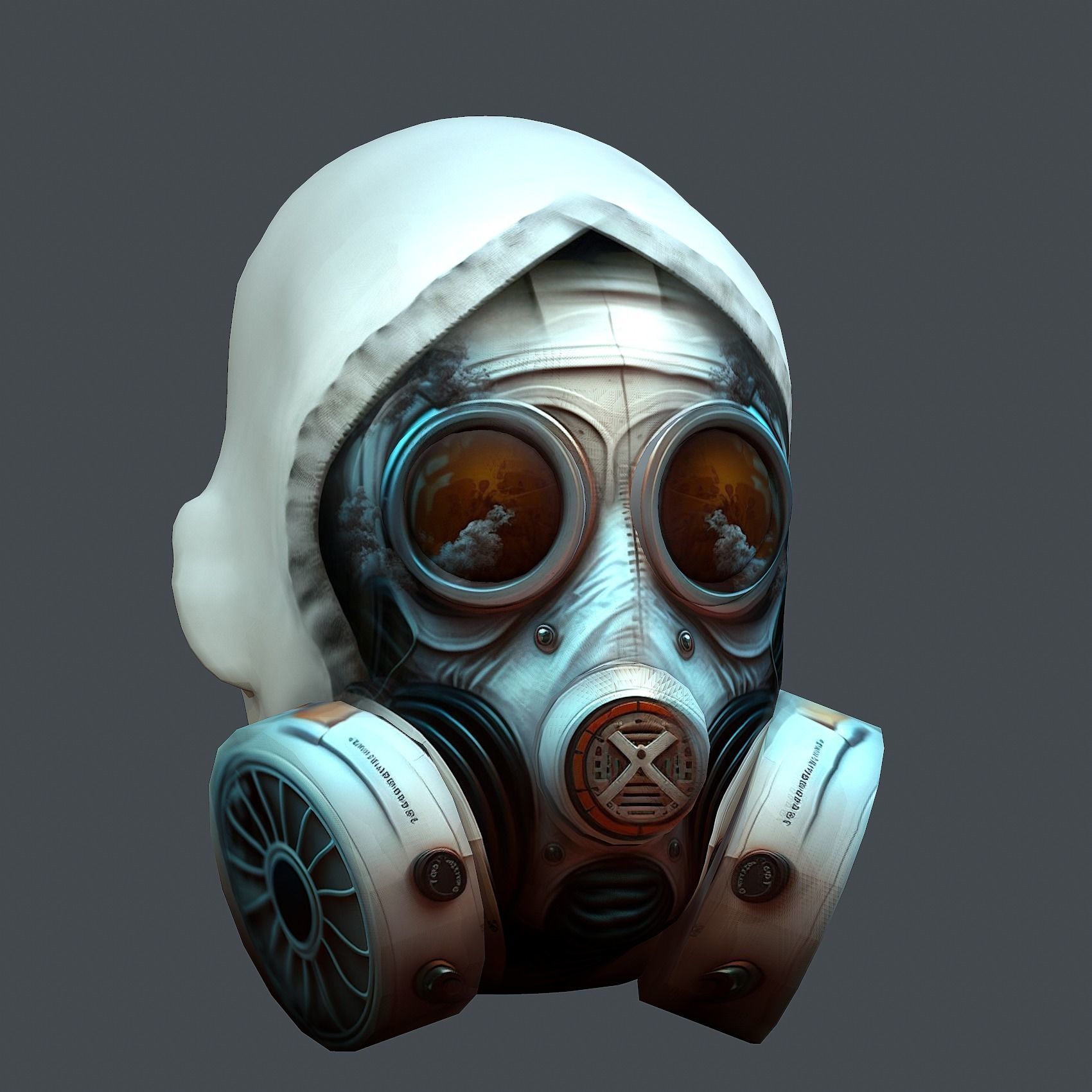 Gas mask helmet 3d model military combat fantasy cyborg Low-poly 3D model_1