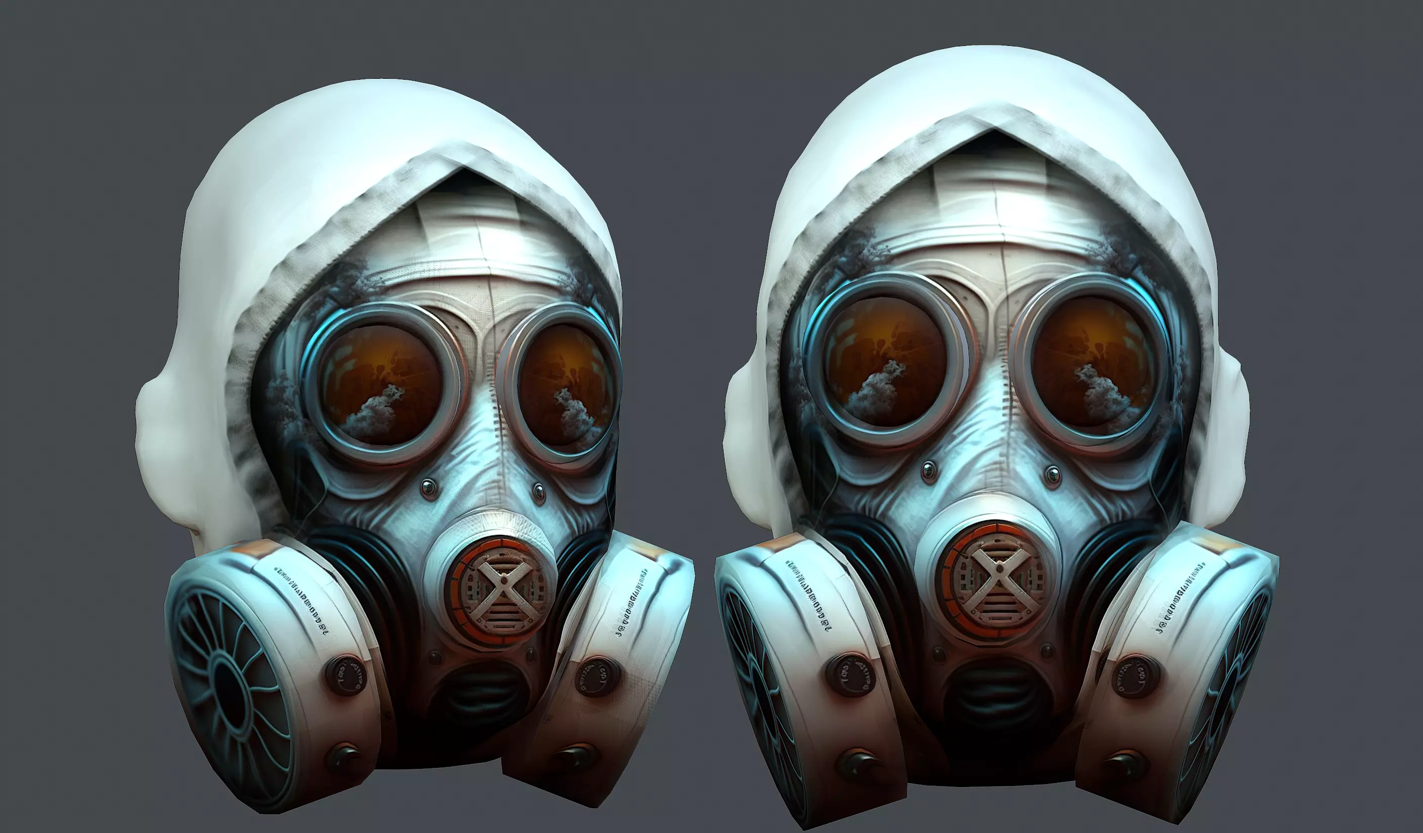 Gas mask helmet 3d model military combat fantasy cyborg Low-poly 3D model_0