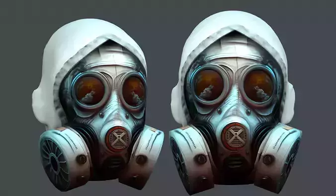 Gas mask helmet 3d model military combat fantasy cyborg