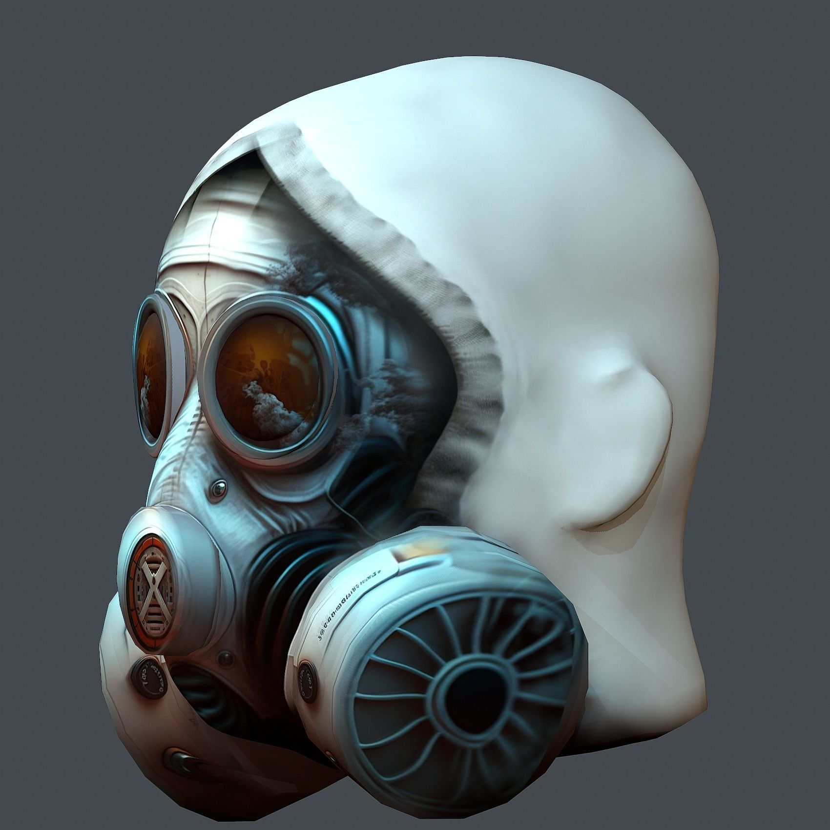 Gas mask helmet 3d model military combat fantasy cyborg Low-poly 3D model_6