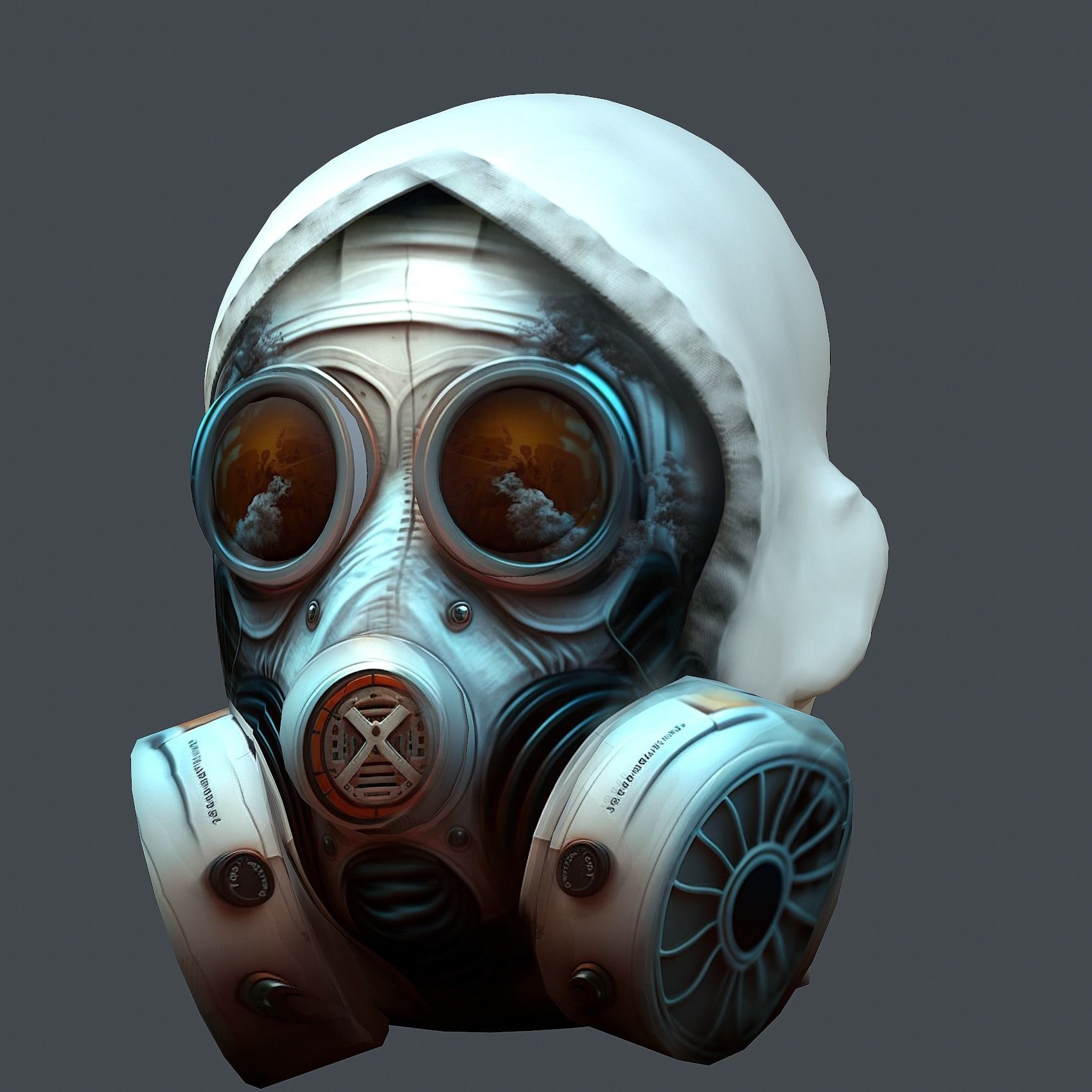 Gas mask helmet 3d model military combat fantasy cyborg Low-poly 3D model_3