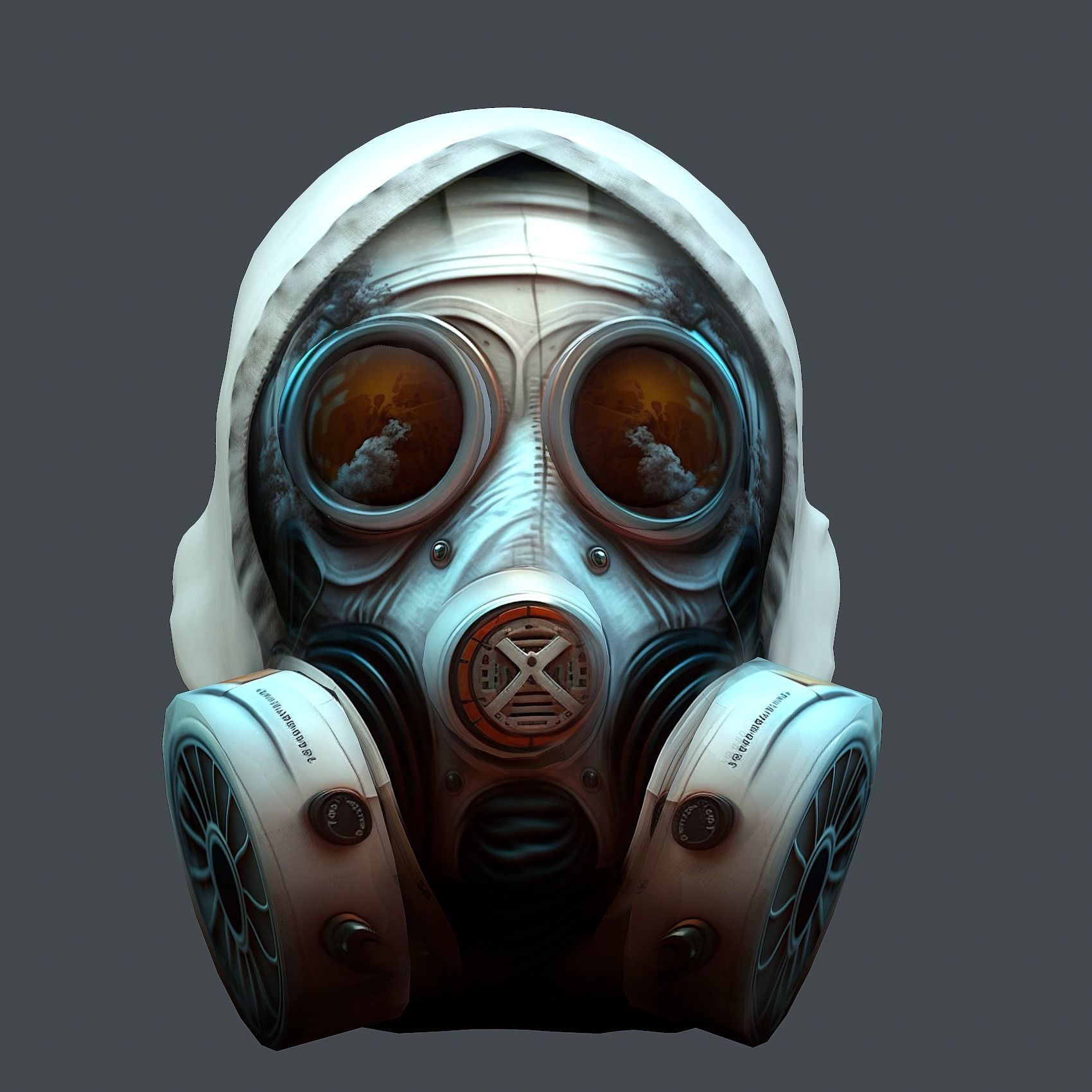 Gas mask helmet 3d model military combat fantasy cyborg Low-poly 3D model_4