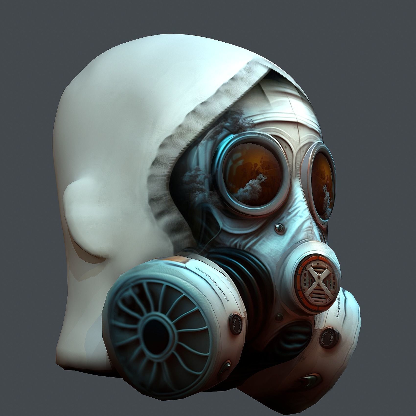 Gas mask helmet 3d model military combat fantasy cyborg Low-poly 3D model_5