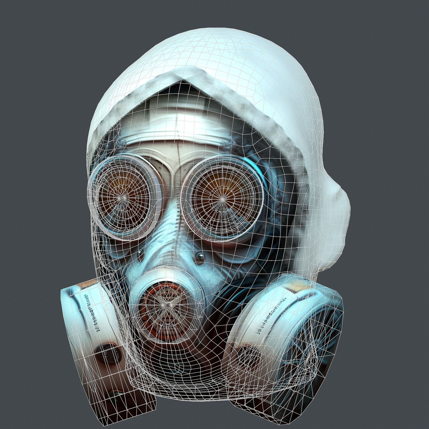 Gas mask helmet 3d model military combat fantasy cyborg Low-poly 3D model_9