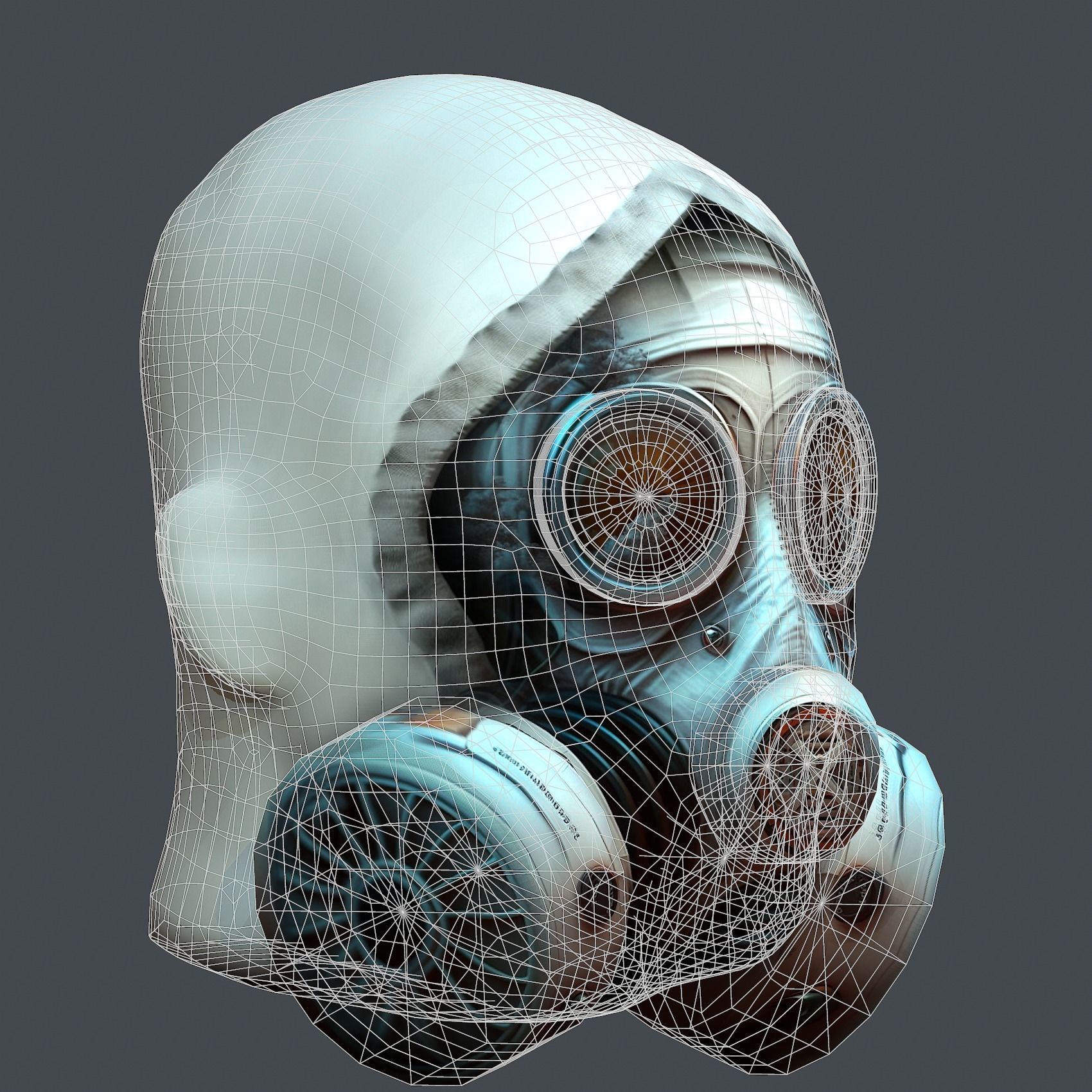 Gas mask helmet 3d model military combat fantasy cyborg Low-poly 3D model_8