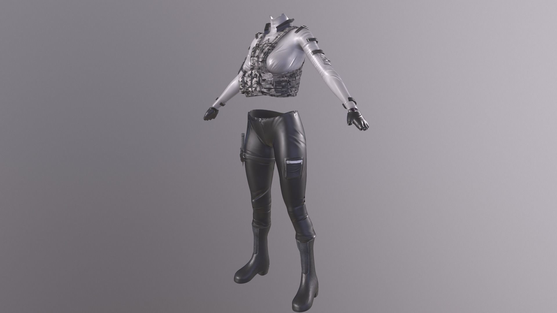 Female military spy cloth Low-poly 3D model_5