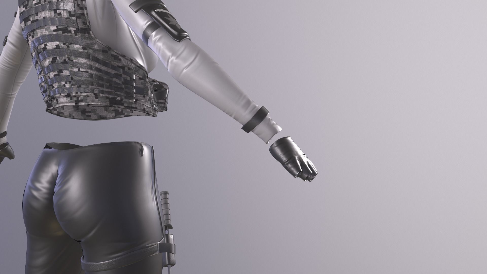 Female military spy cloth Low-poly 3D model_14