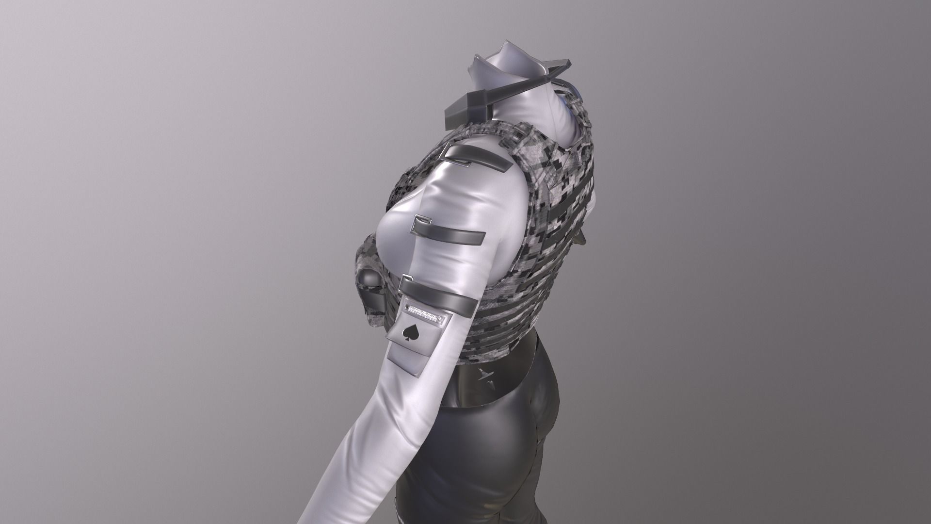 Female military spy cloth Low-poly 3D model_9