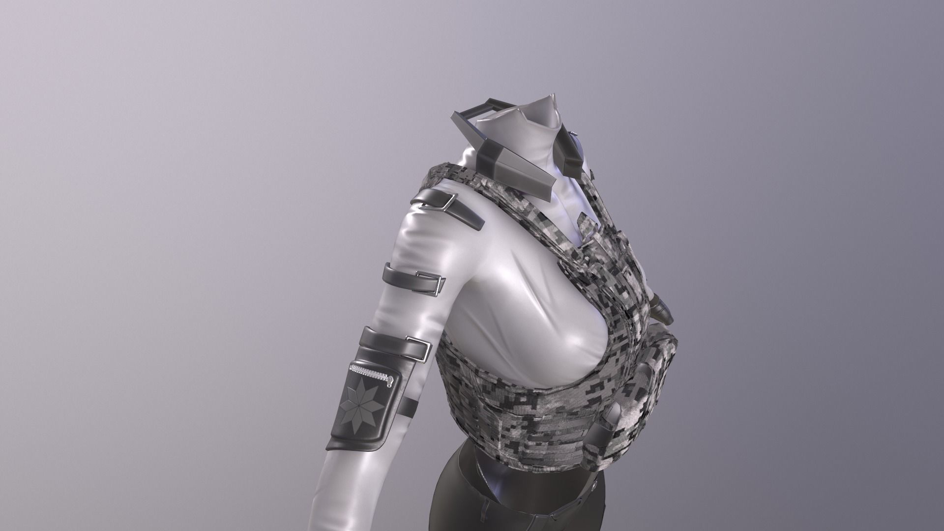 Female military spy cloth Low-poly 3D model_7