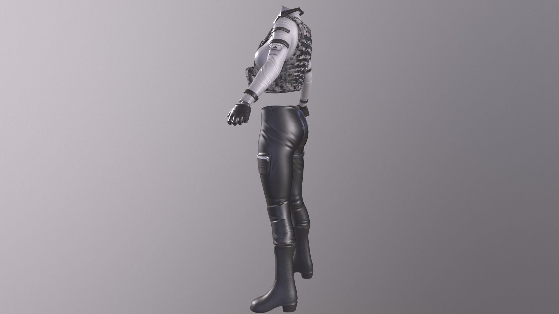 Female military spy cloth Low-poly 3D model_4