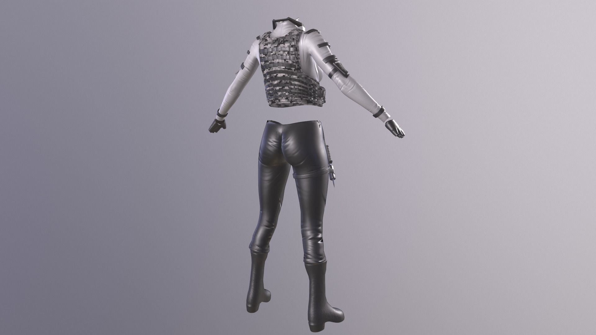 Female military spy cloth Low-poly 3D model_3