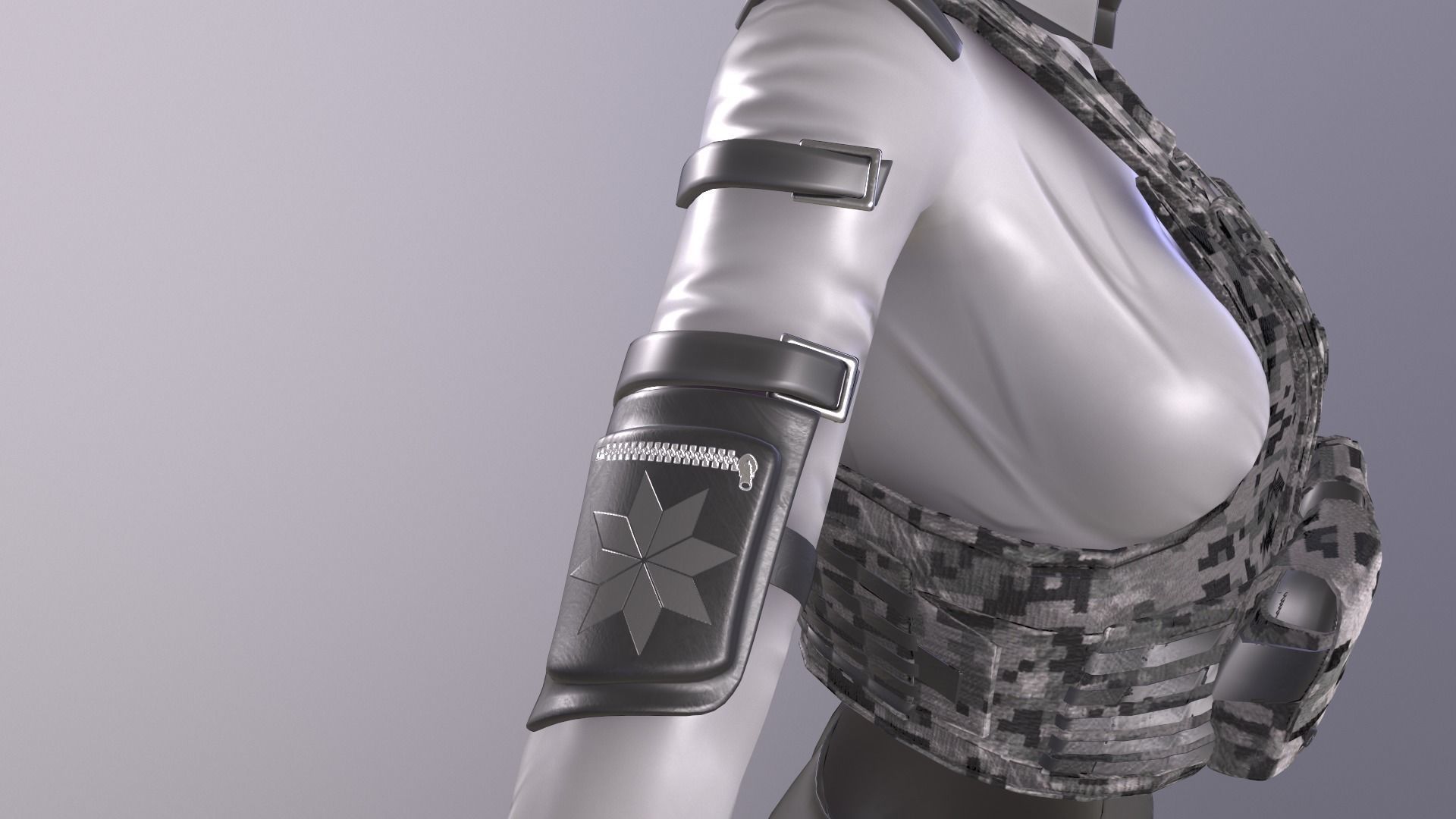 Female military spy cloth Low-poly 3D model_11