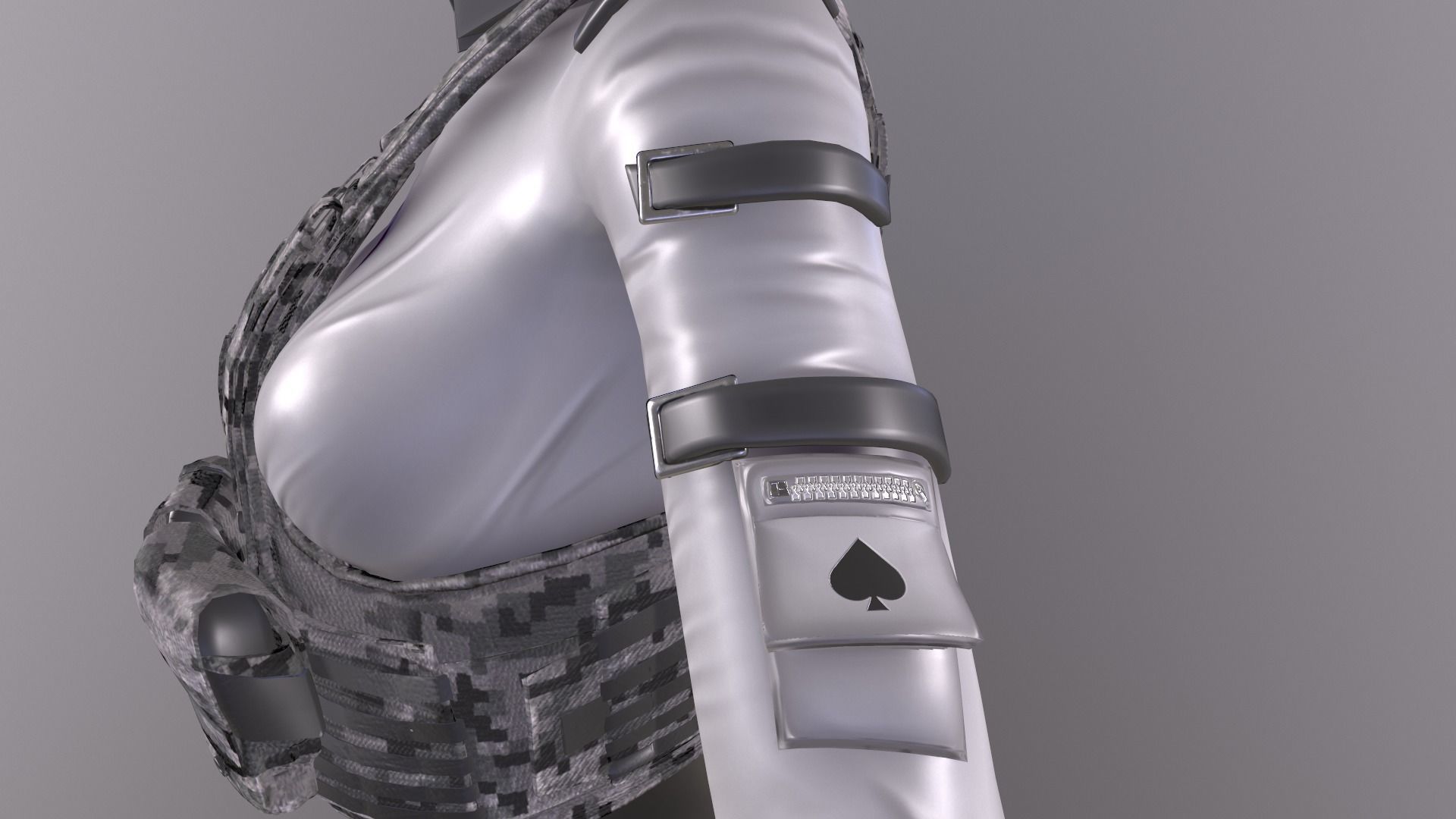 Female military spy cloth Low-poly 3D model_10