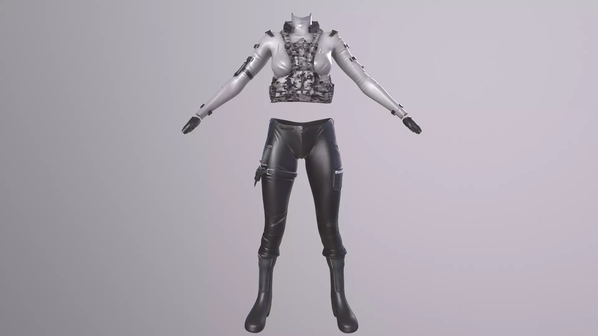 Female military spy cloth Low-poly 3D model_0