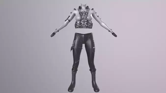 Female military spy cloth Low-poly 3D model